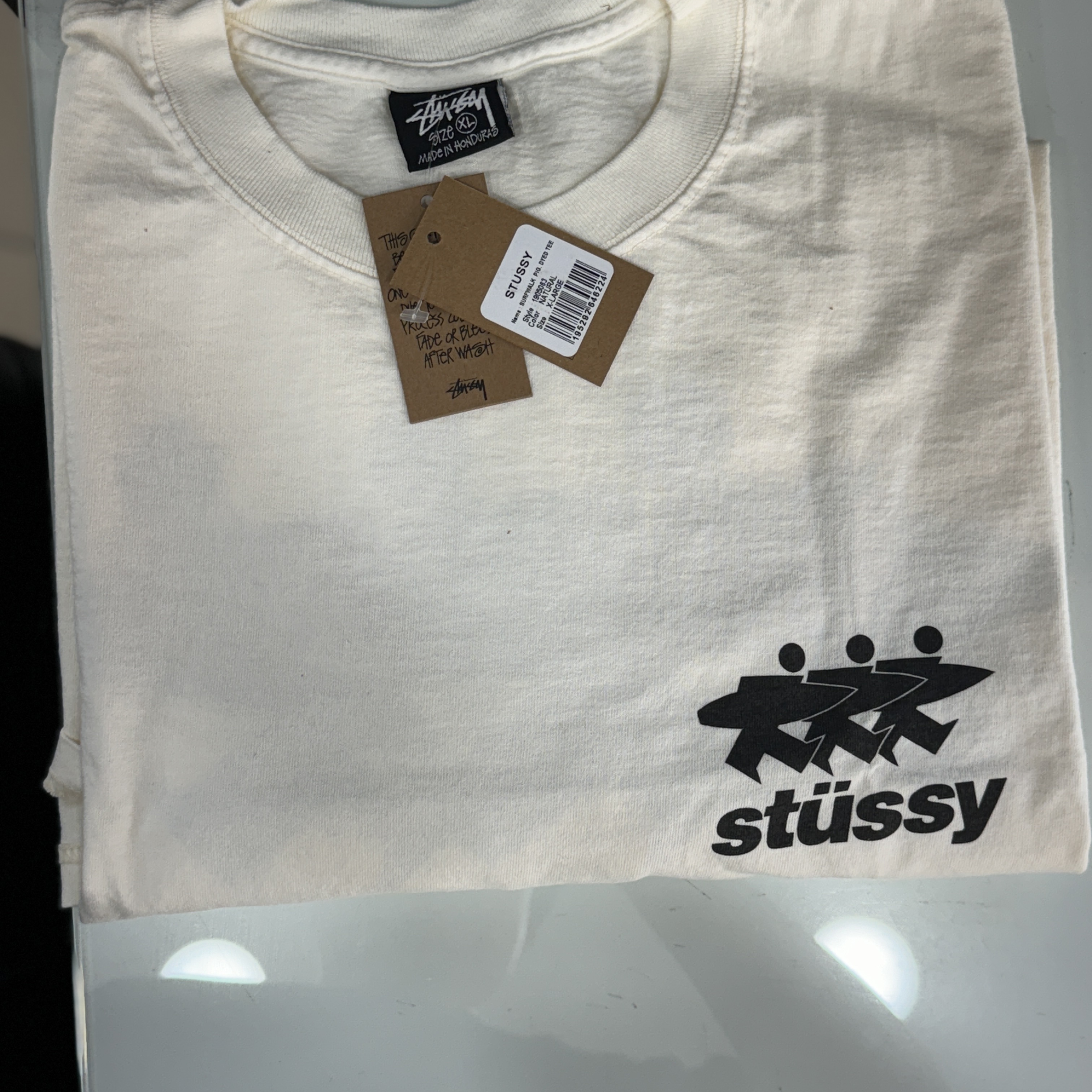 Stussy Surfwalk Pigment Dyed T-Shirt Natural 착용 스타일 - 1