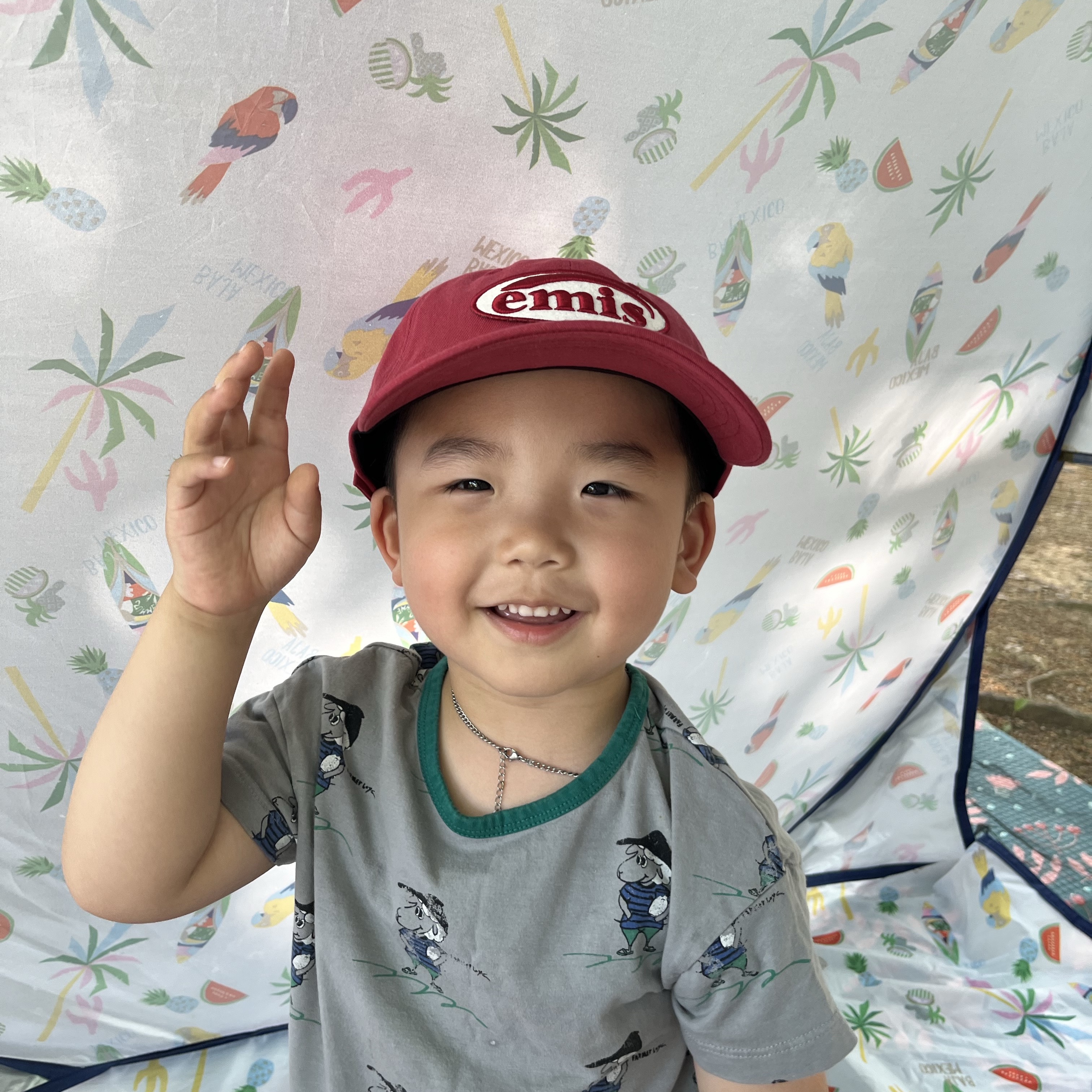 Emis Tone On Tone Wappen Ball Cap Red 착용 스타일 - 1