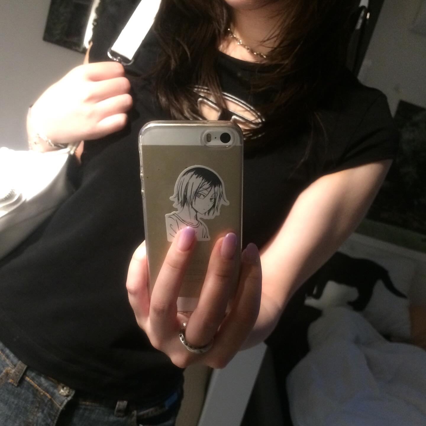 (W) Diesel T-Angie Peekaboo Logo T-Shirt Black 착용 스타일 - 2