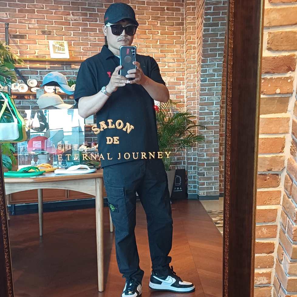 Gucci Original GG Baseball Hat with Web Black, AMI de Coeur Polo Shirt Heather Evergreen 착용 스타일 - 2