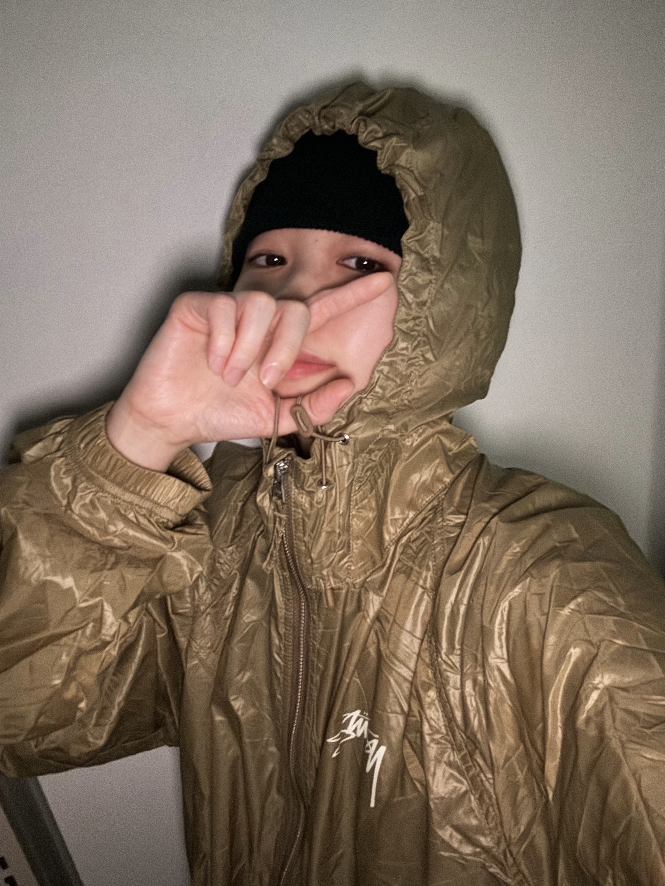Gentle Monster x Maison Margiela MM113 Tortoiseshell Clear, Stussy Beach Shell Wrinkled Nylon Jacket Brown 착용 스타일 - 2
