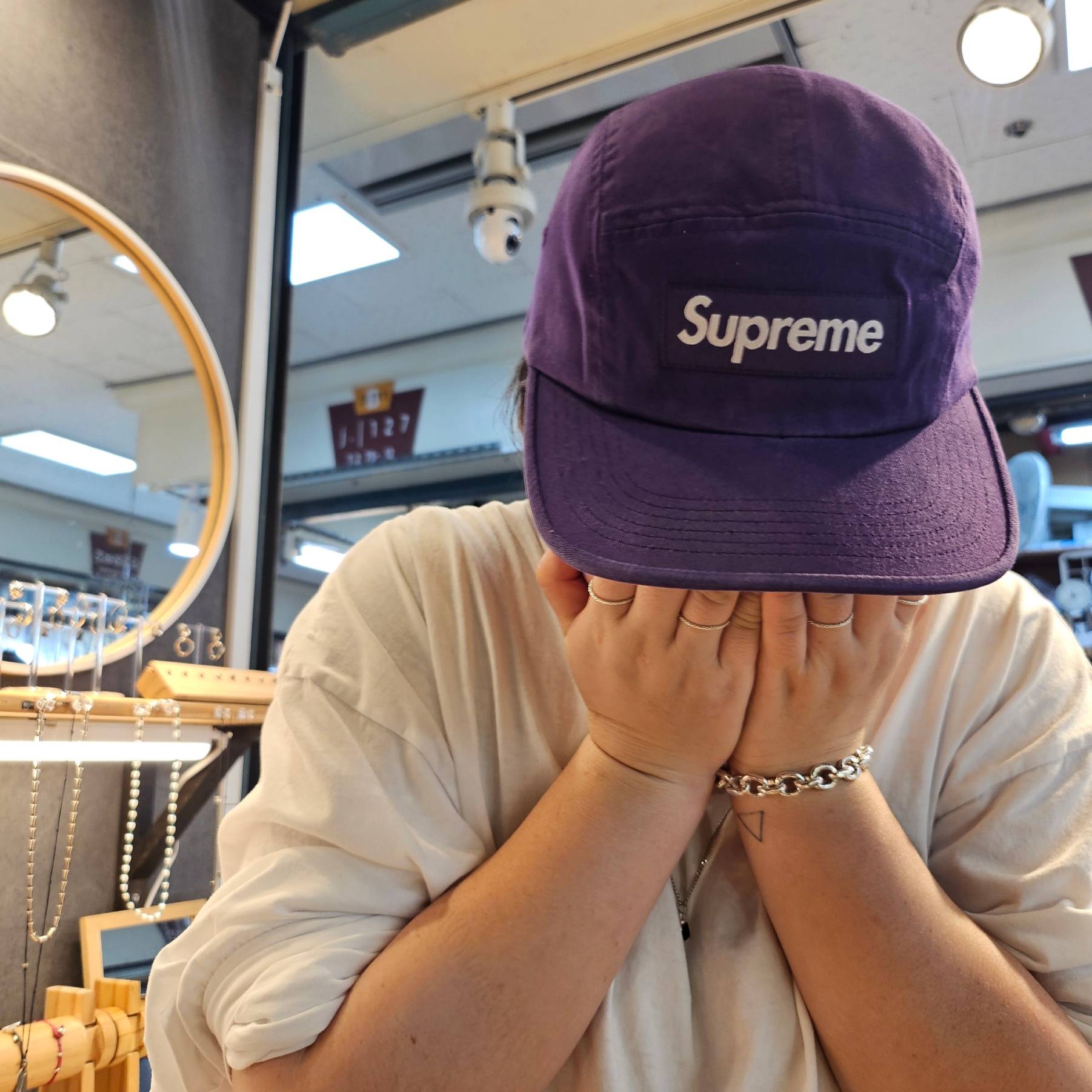 Supreme Washed Chino Twill Camp Cap Purple - 24SS 착용 스타일