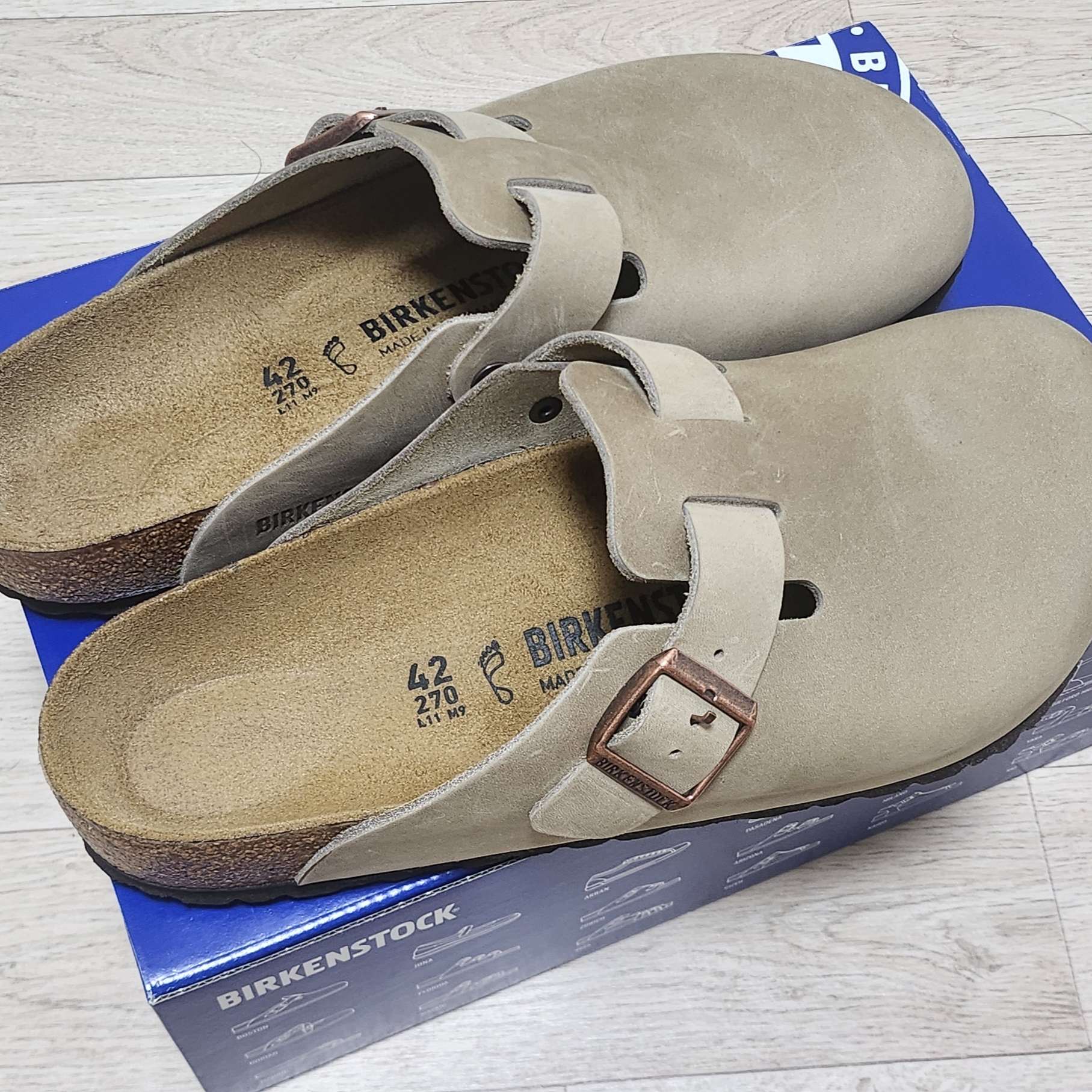 Birkenstock Boston Oiled Leather Tobacco Brown - Regular 착용 스타일