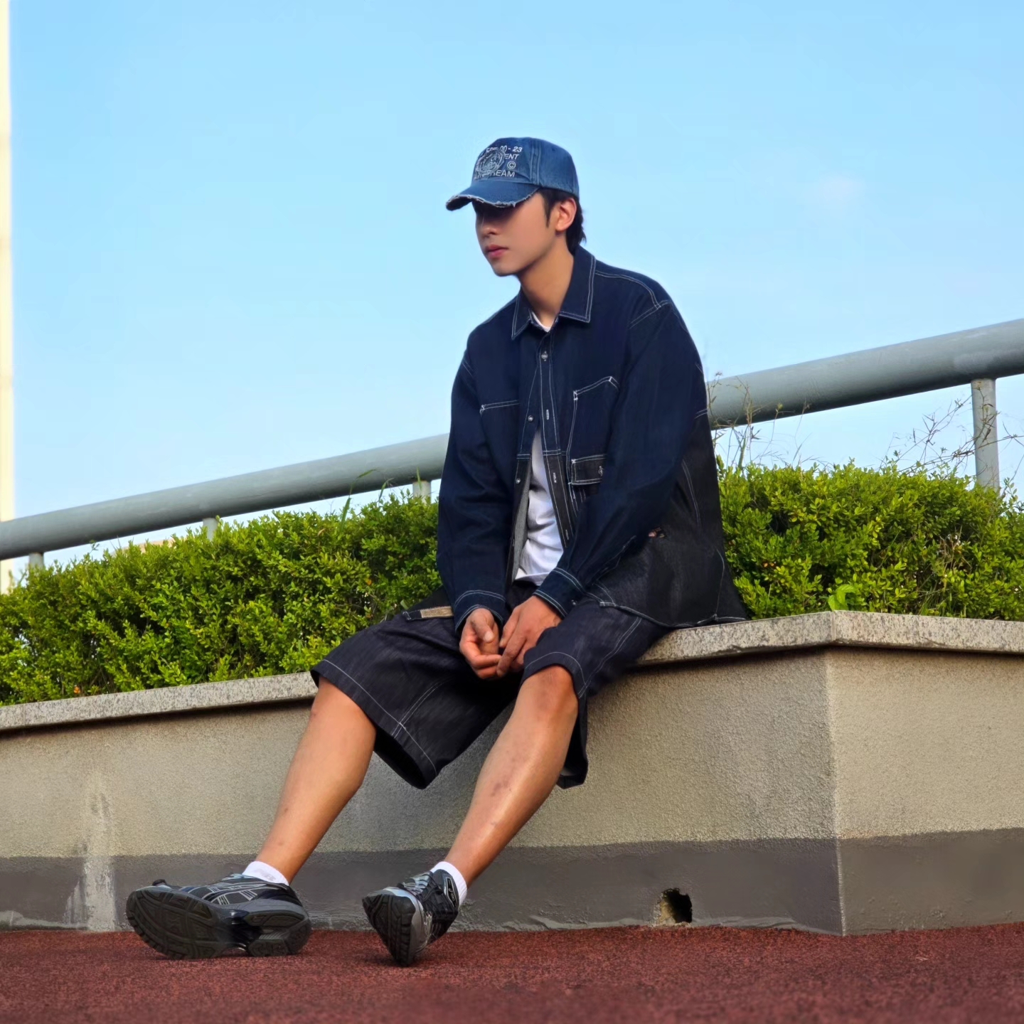 Millo Archive Core Denim Ball Cap Washed Blue, Asics x Unaffected Gel-Kayano 14 Silver Moon 착용 스타일 - 4