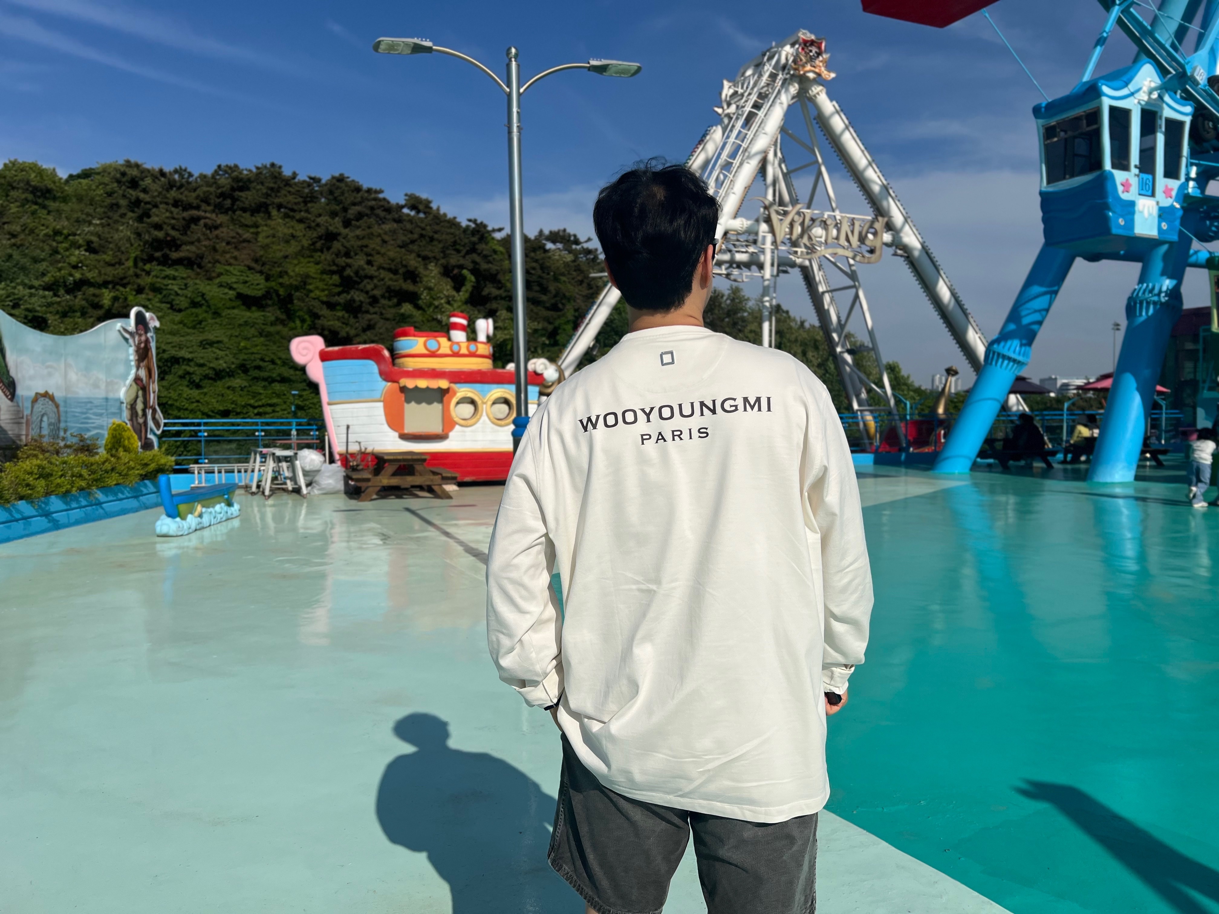 Wooyoungmi Cotton Back Logo Long Sleeve T-shirt Ivory - 23SS, Balenciaga Track Sneakers White 착용 스타일 - 3