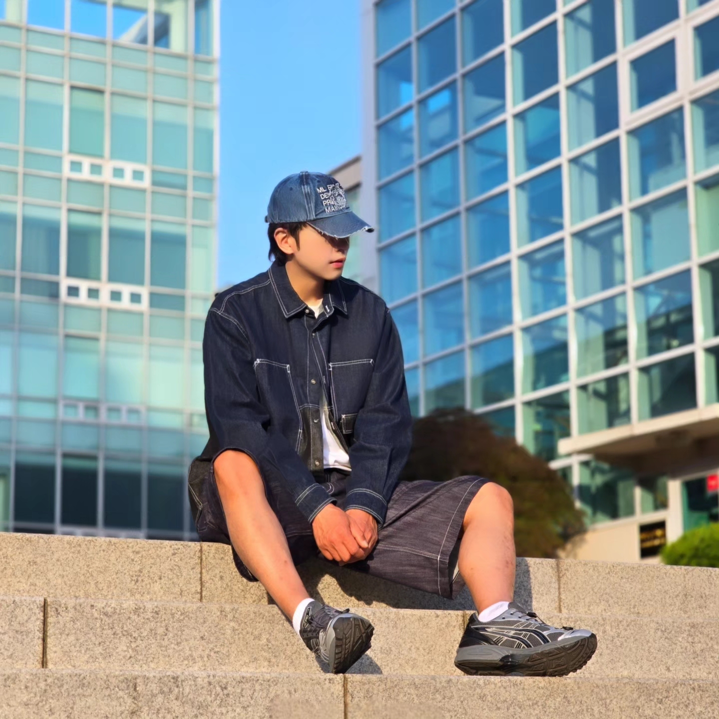 Millo Archive Core Denim Ball Cap Washed Blue, Asics x Unaffected Gel-Kayano 14 Silver Moon 착용 스타일 - 6