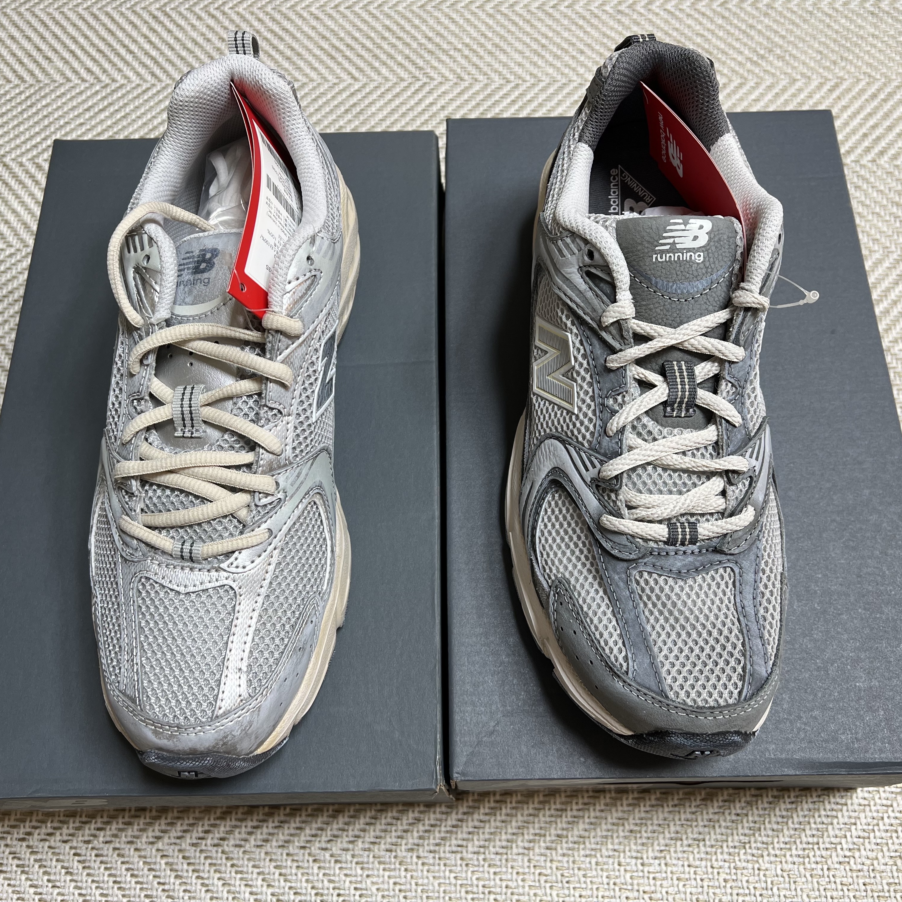 New Balance 530 Vintage Metallic Silver, New Balance 530 Premium Vintage Grey Matter 착용 스타일 - 5