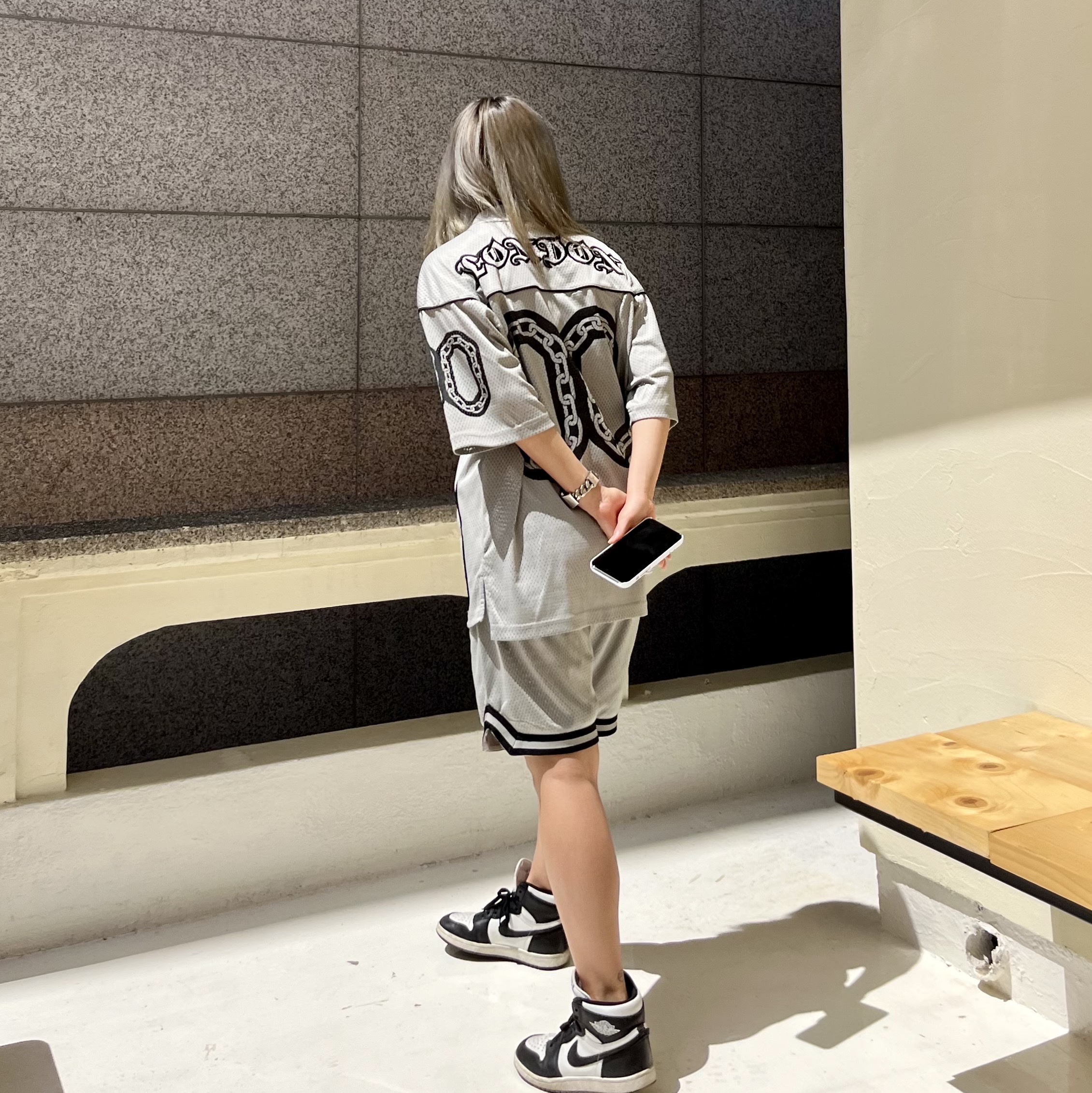 Palace Hesh Athletic Jersey Silver - 23SS, Palace Hesh Athletic Shorts Silver - 23SS 착용 스타일 - 2