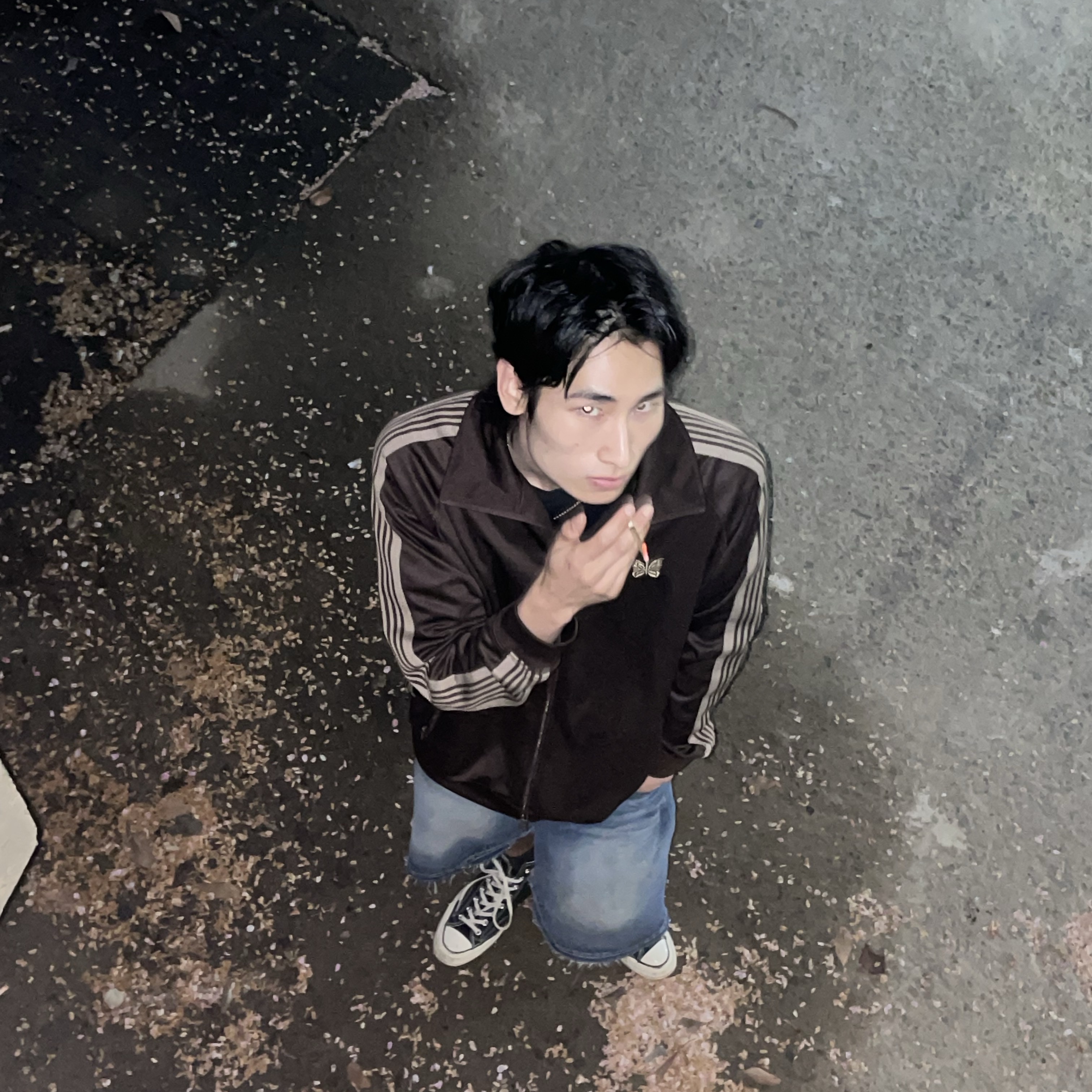Needles R.C. Track Jacket Velour Brown 착용 스타일 - 3