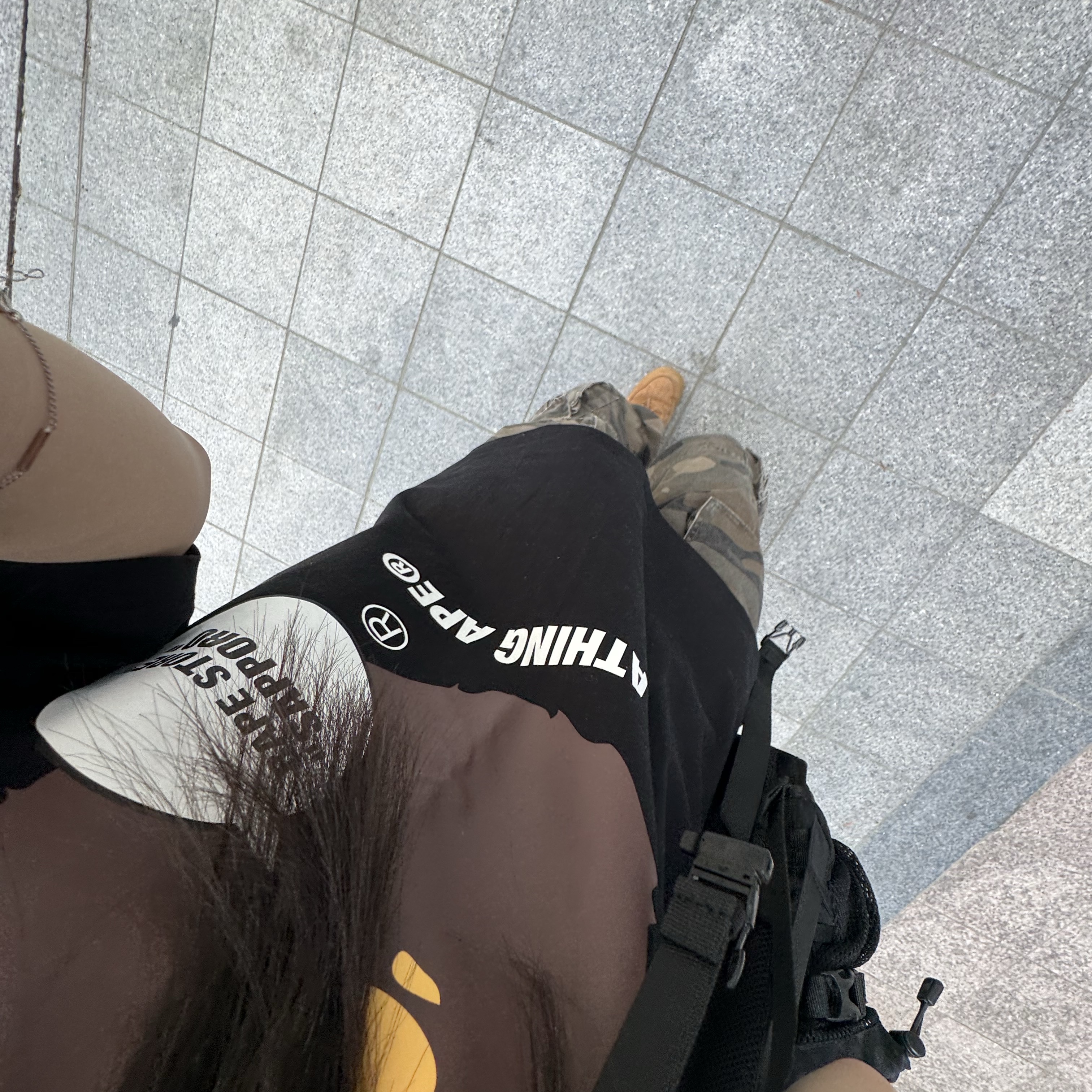BAPE Store Sapporo Ape Head T-Shirt Black 착용 스타일