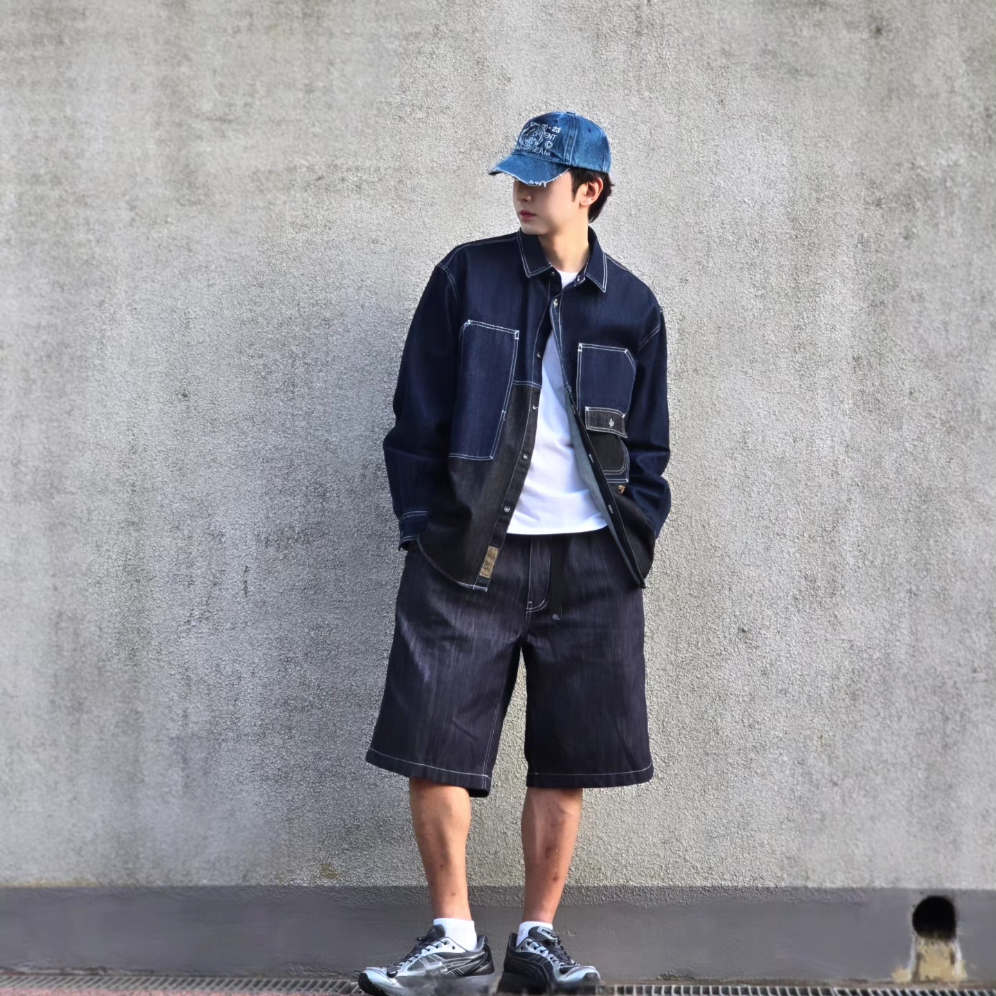 Millo Archive Core Denim Ball Cap Washed Blue, Asics x Unaffected Gel-Kayano 14 Silver Moon 착용 스타일 - 1