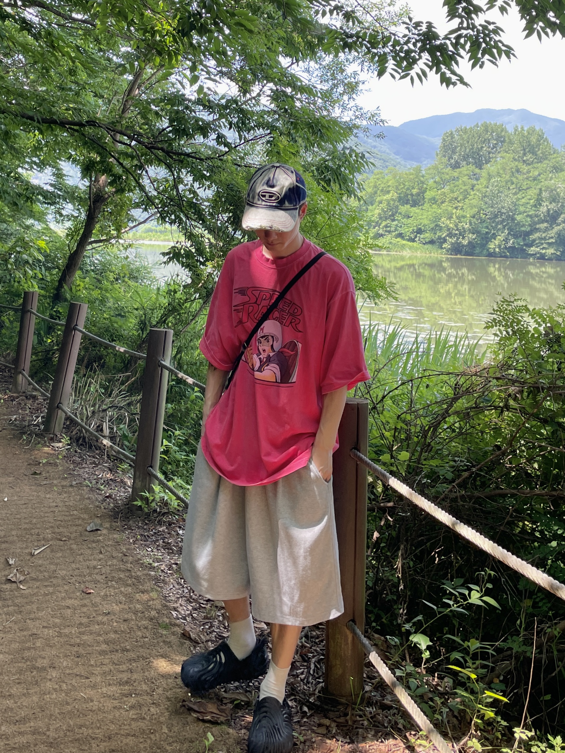 Diesel C-Seymon Treated Denim Baseball Cap Blue White, Crocs x Salehe Bembury Pollex Clog Sasquatch 착용 스타일 - 3