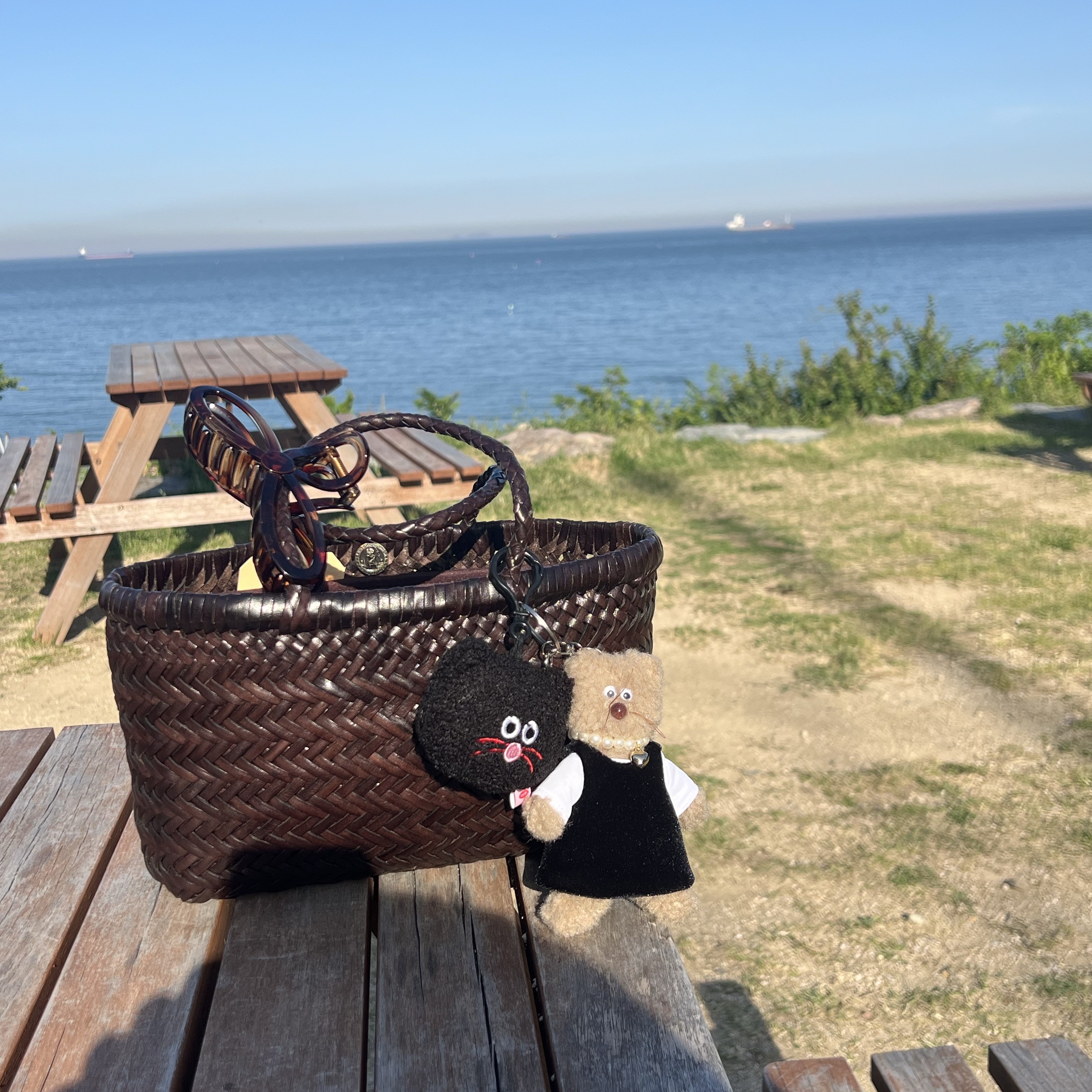 Monamhee x STU Coco Brown, Monamhee Pouch Black 착용 스타일 - 1