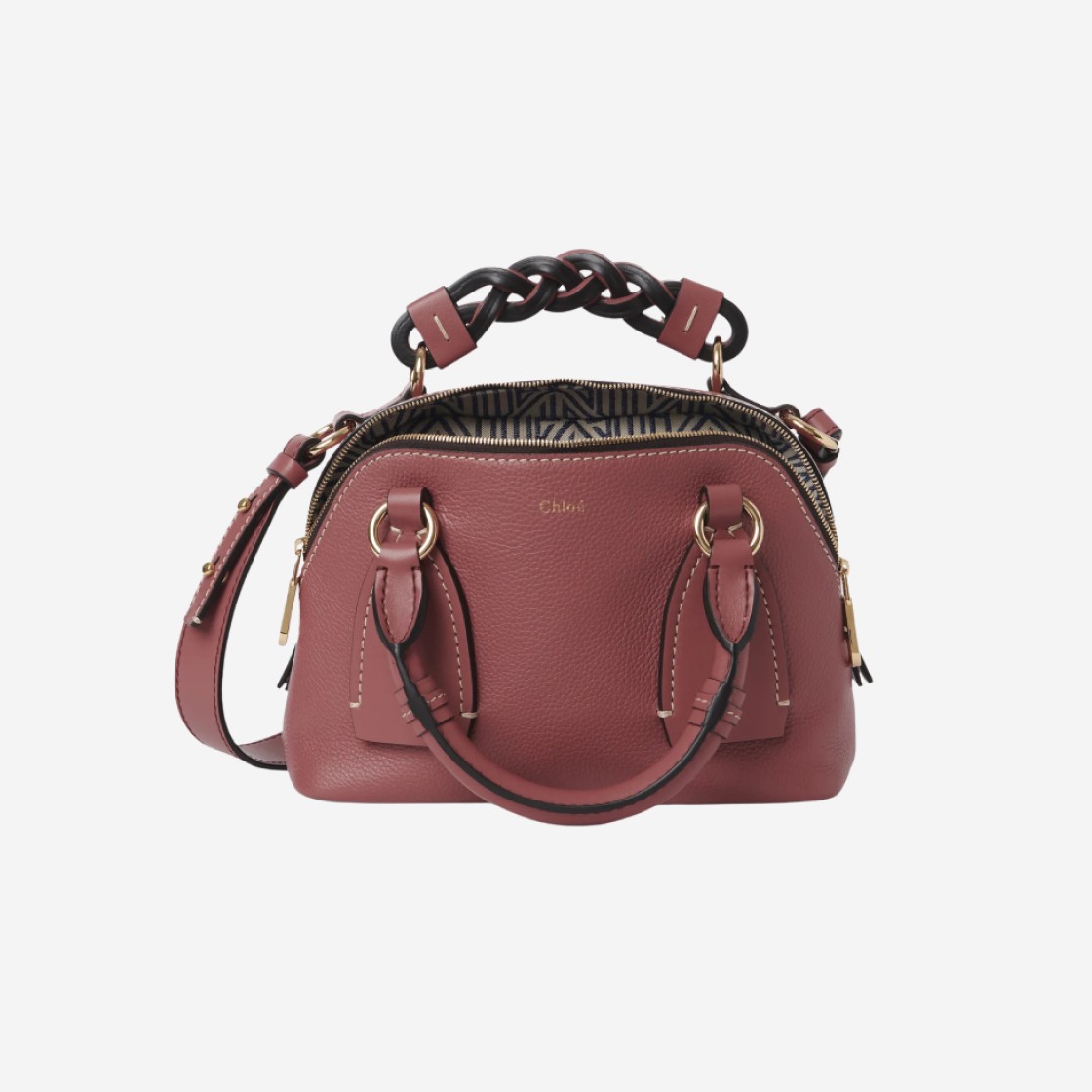 Chloe Small Daria Day Bag in Grained & Shiny Calfskin Faded Rose 상세 이미지 1