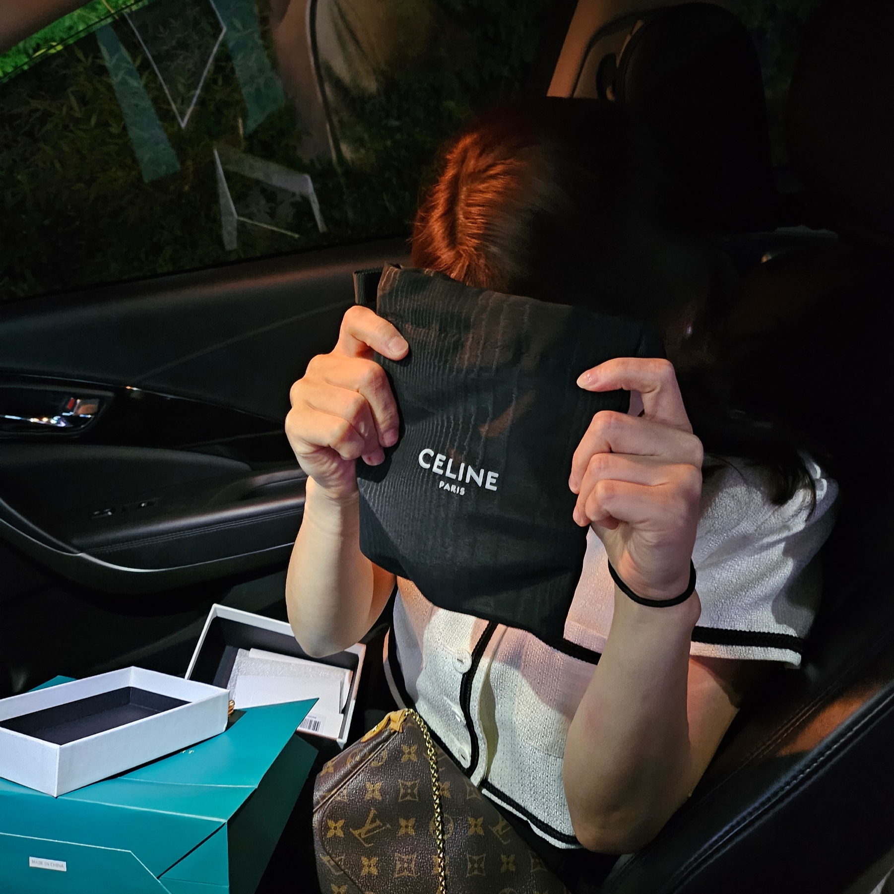 Celine Small Wallet Triomphe in Triomphe Canvas Tan 착용 스타일