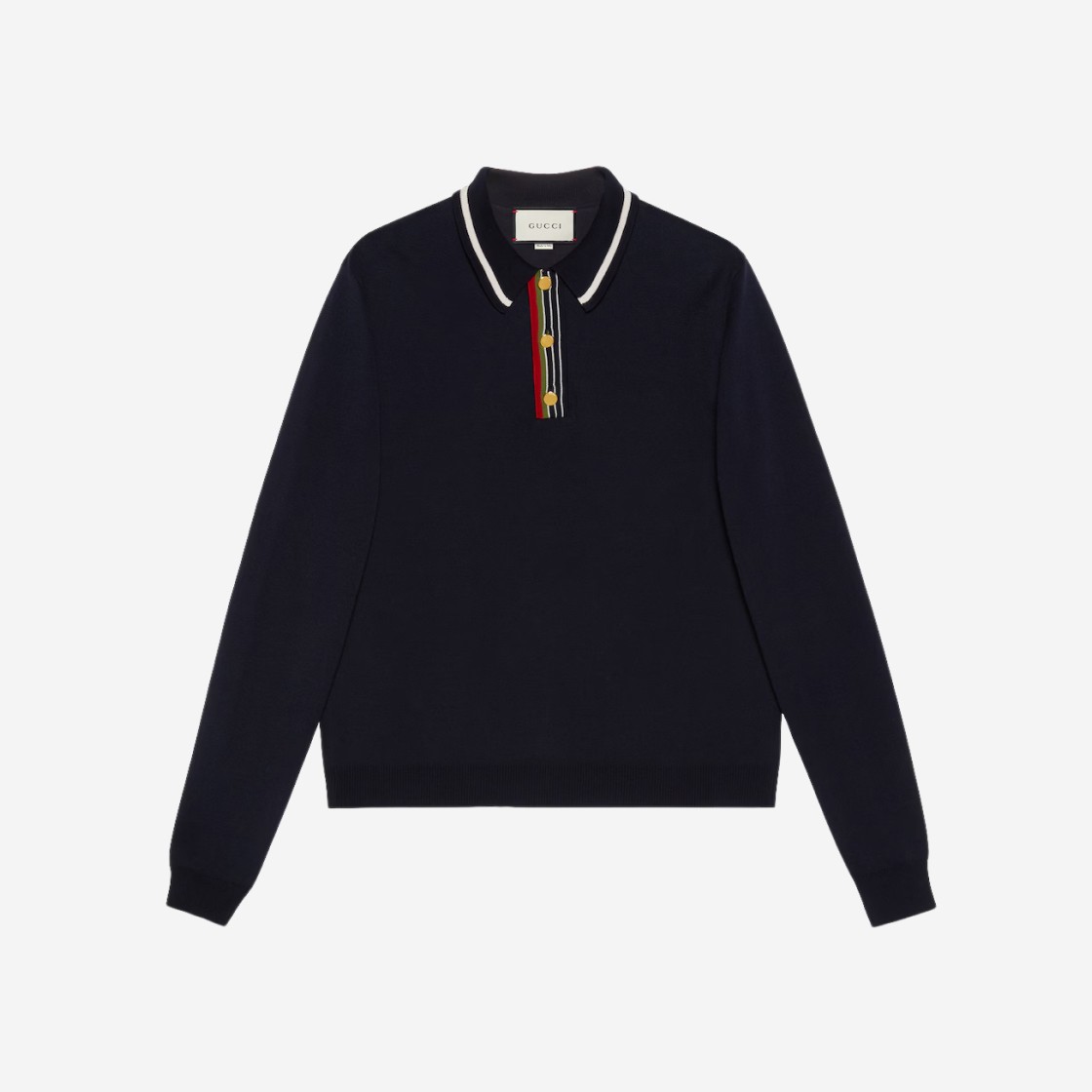 Gucci Cotton Long-Sleeve Polo Knit Blue 상세 이미지 1