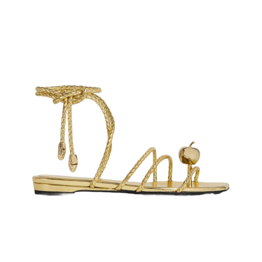 (W) Bottega Veneta Adam Flat Sandal Gold