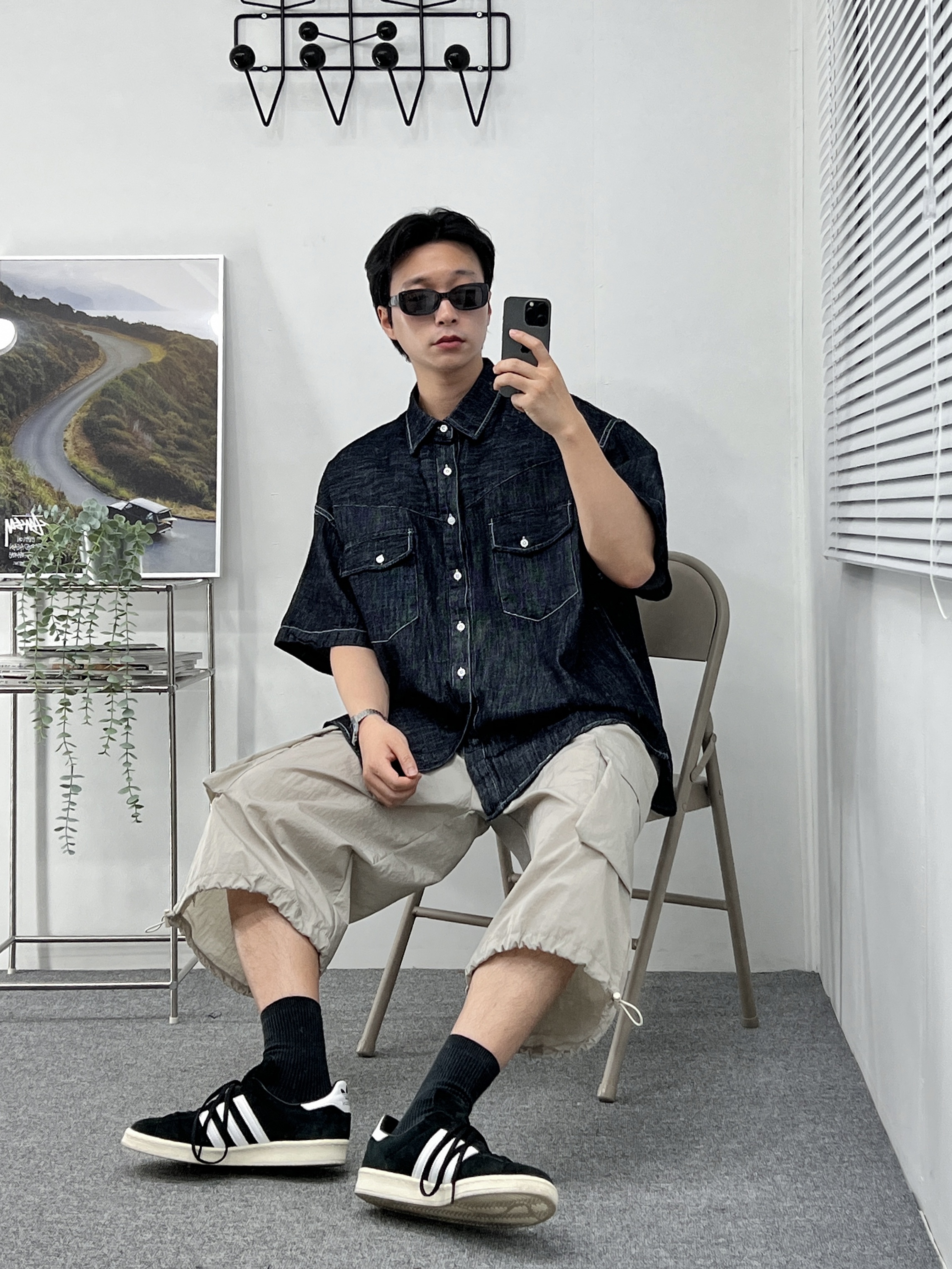 Adidas Campus 80s Black White 착용 스타일 - 1