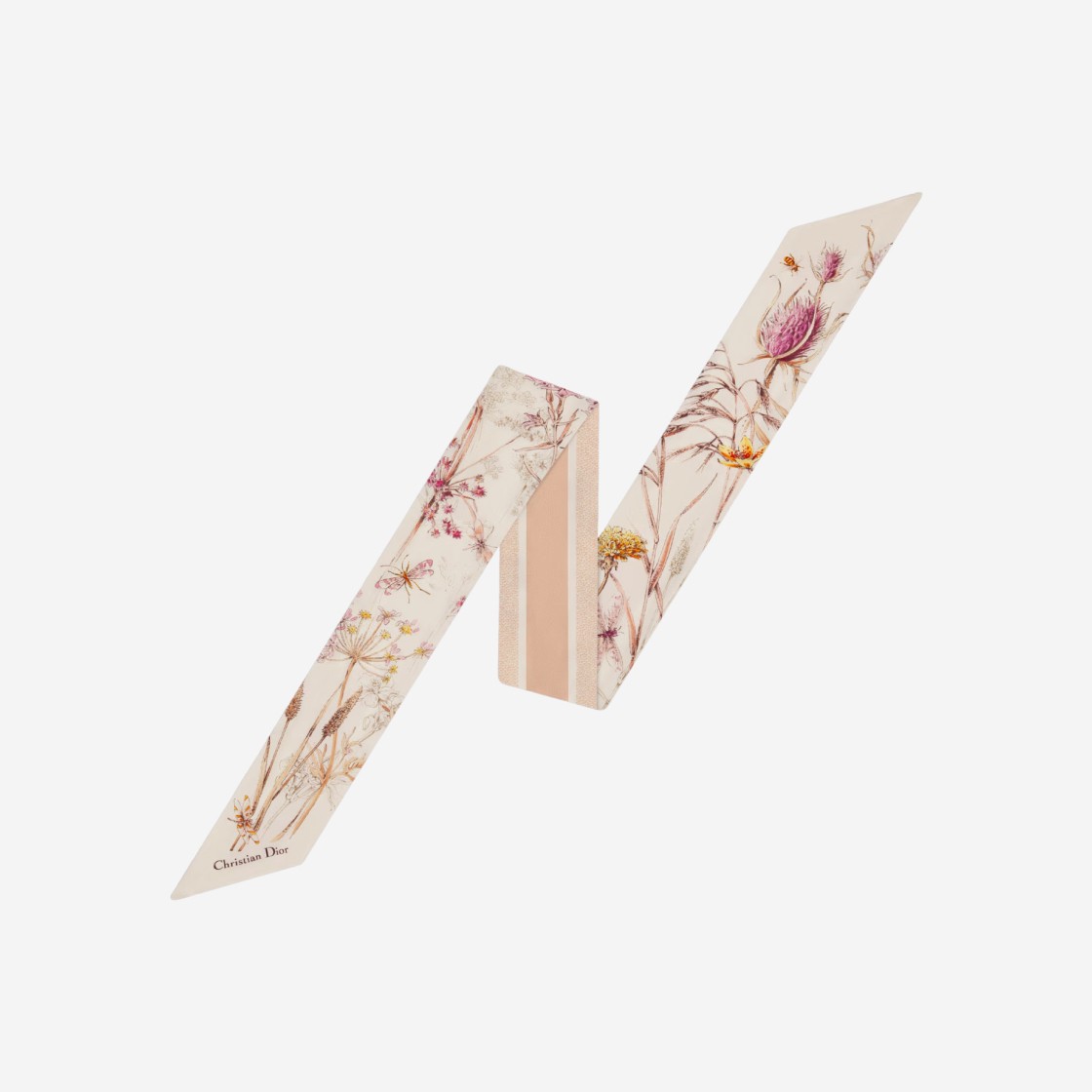 (W) Dior Herbarium Mitzah Scarf Silk Twill Ivory Light Pink 상세 이미지 1