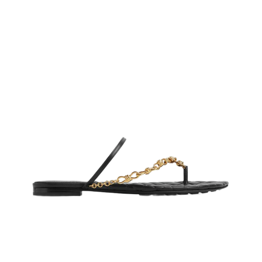(W) Bottega Veneta Leaf Flat Sandal Black