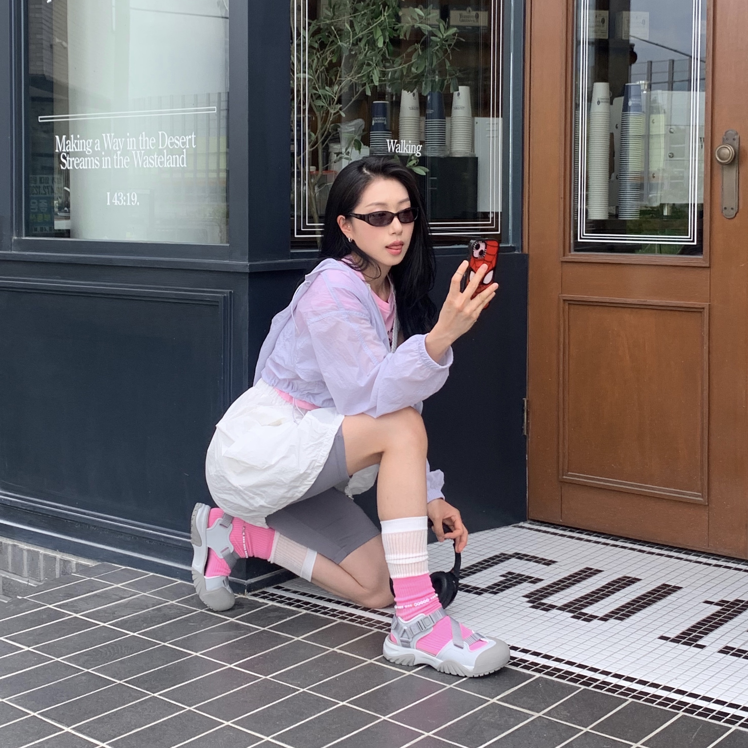 Fila Peito Sandal Grey 착용 스타일 - 1