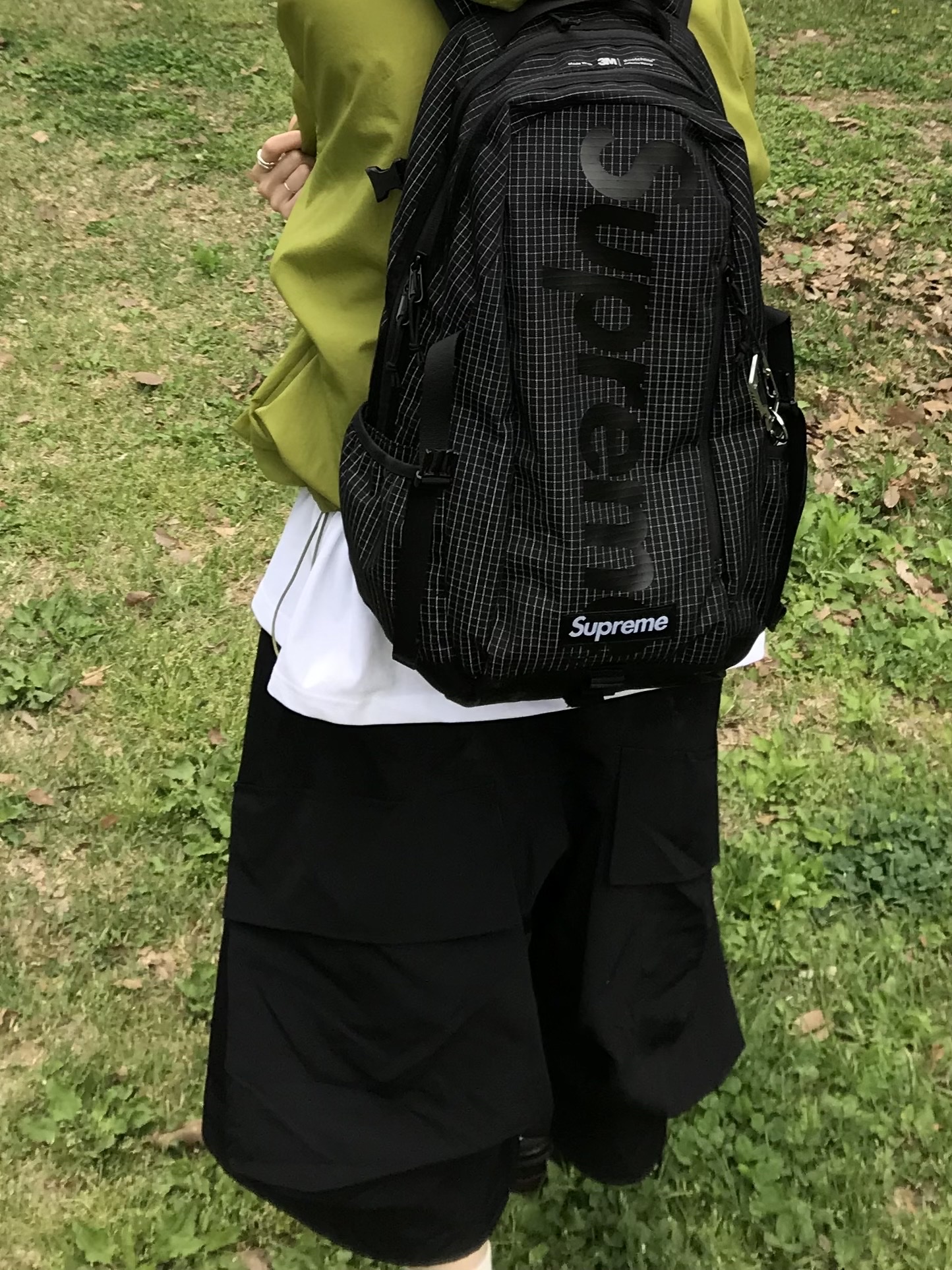Supreme Backpack Black - 24SS, Nike x Stussy Air Penny II Vivid Green and Black 착용 스타일 - 2