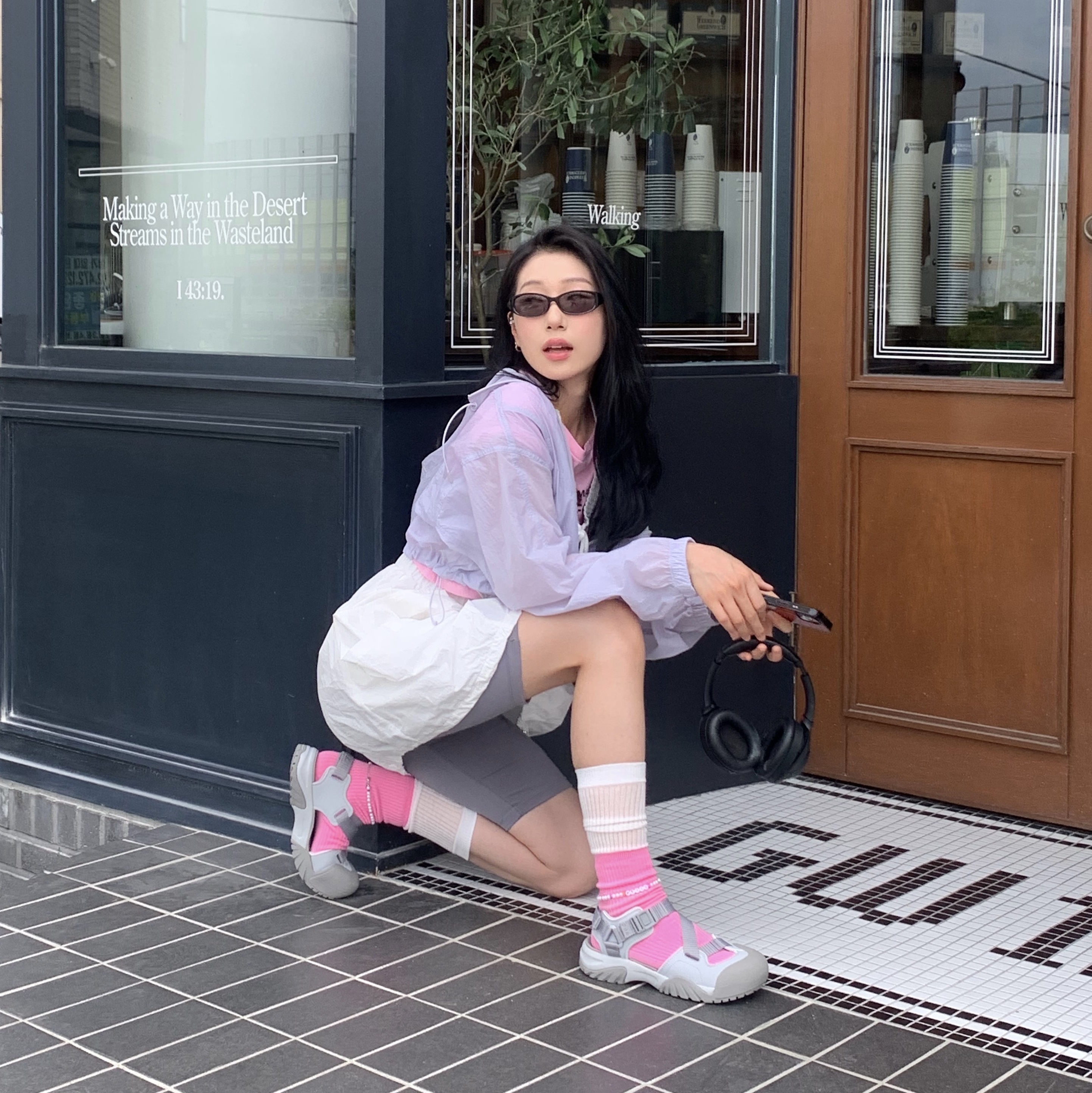 Fila Peito Sandal Grey 착용 스타일 - 2