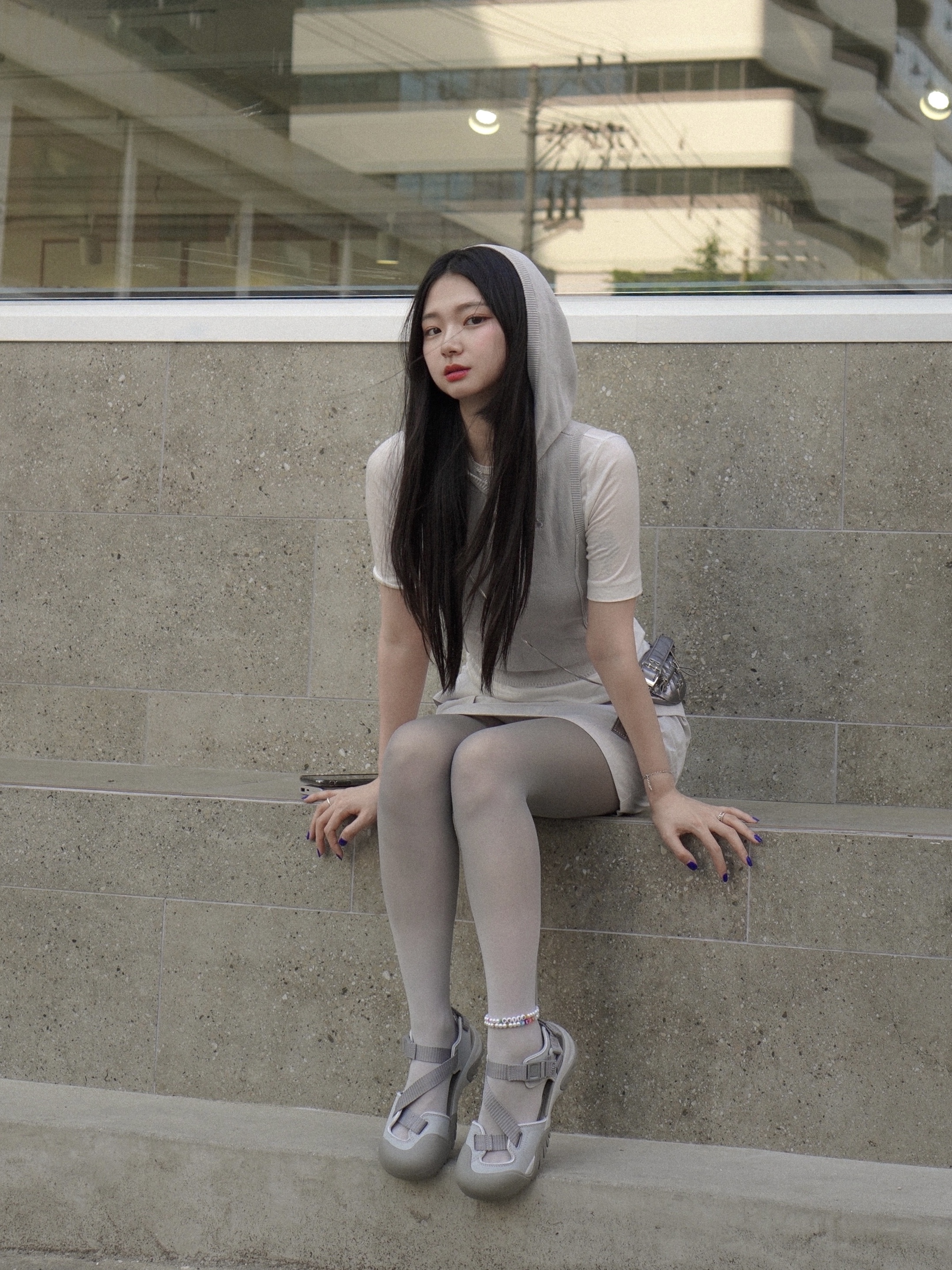 Fila Peito Sandal Grey 착용 스타일 - 3