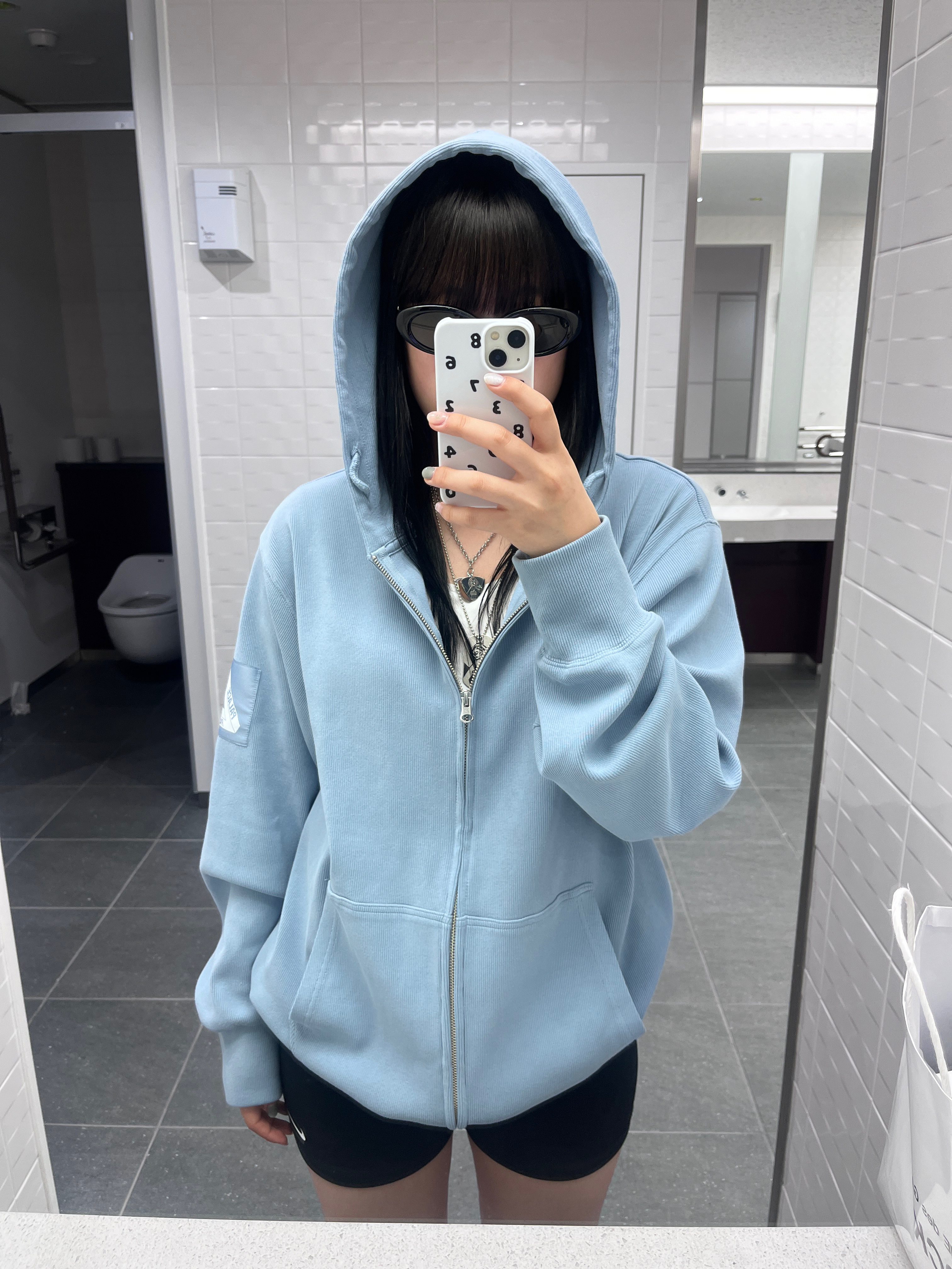 Palace Rib Hood Hazy Blue - 24SS, Gentle Monster x Maison Margiela MM107 Black Black 착용 스타일