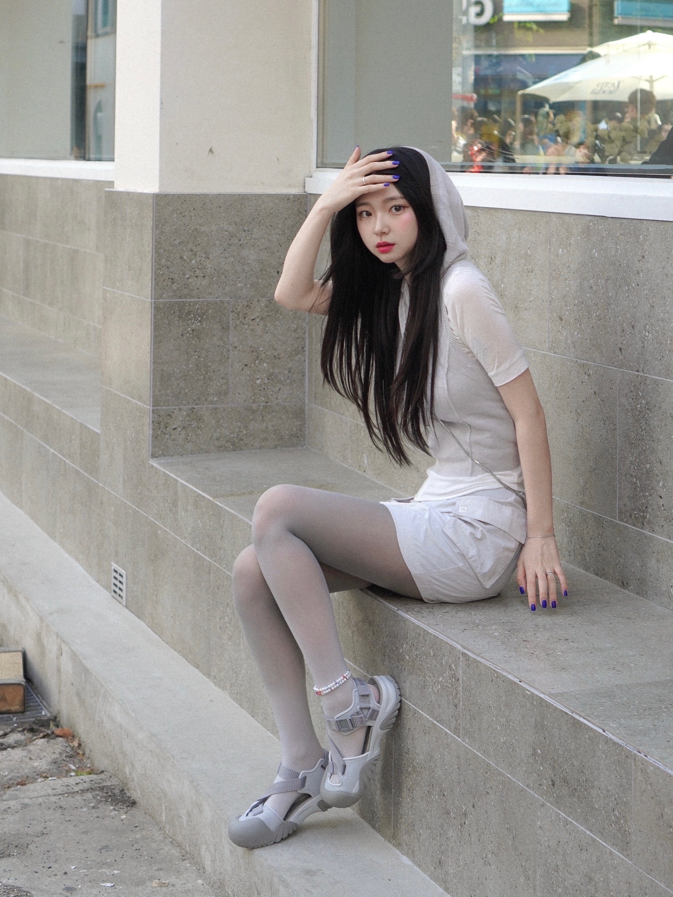Fila Peito Sandal Grey 착용 스타일 - 1