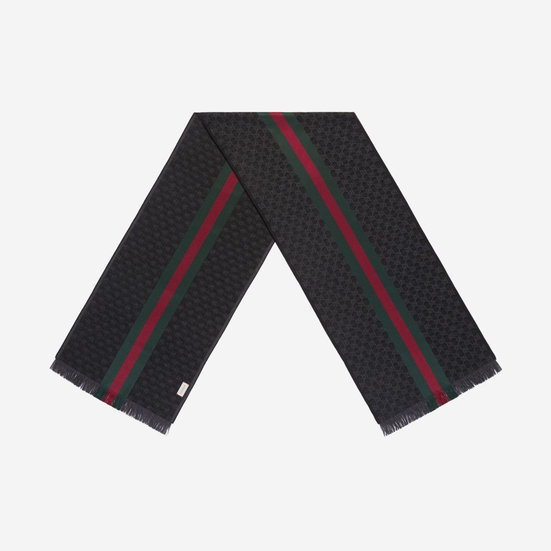 Gucci GG Jacquard Knitted Scarf with Web Grey 상세 이미지 1