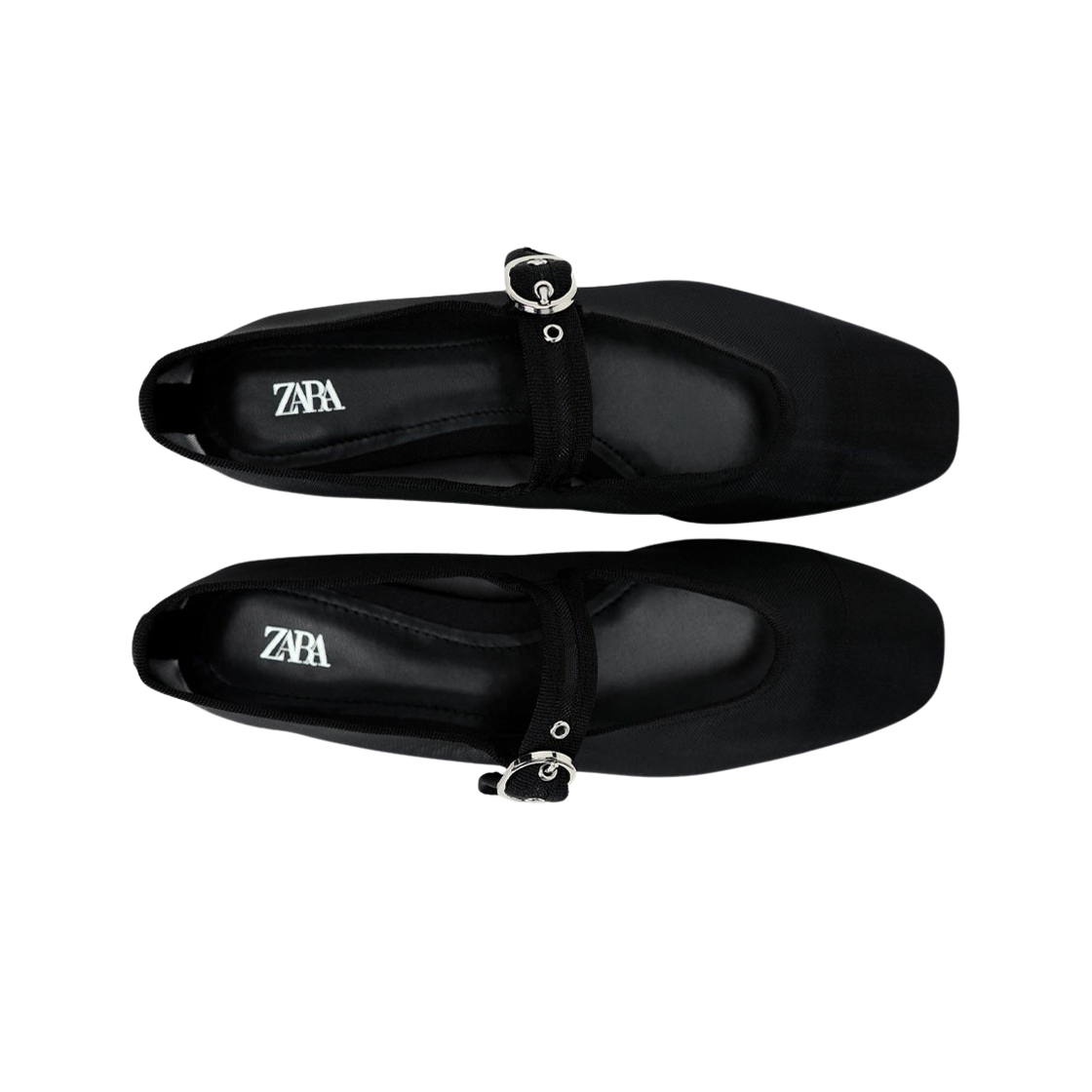 (W) 자라 메쉬 플랫 발레리나 플랫 슈즈 블랙((W) Zara Mesh Flat Ballerina Flat Shoes Black) - 2