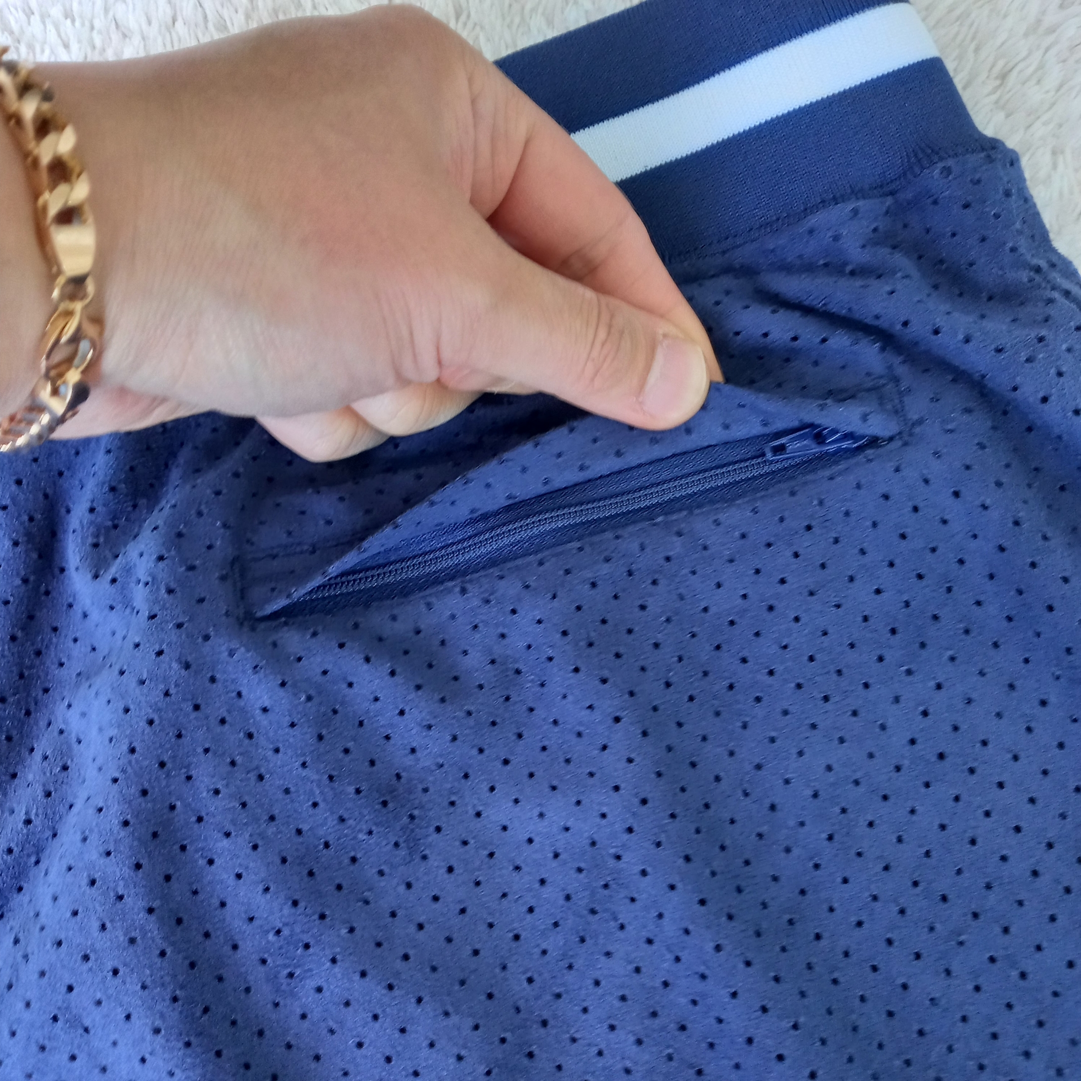 Supreme Ultrasuede Mesh Short Navy - 24SS 착용 스타일 - 5