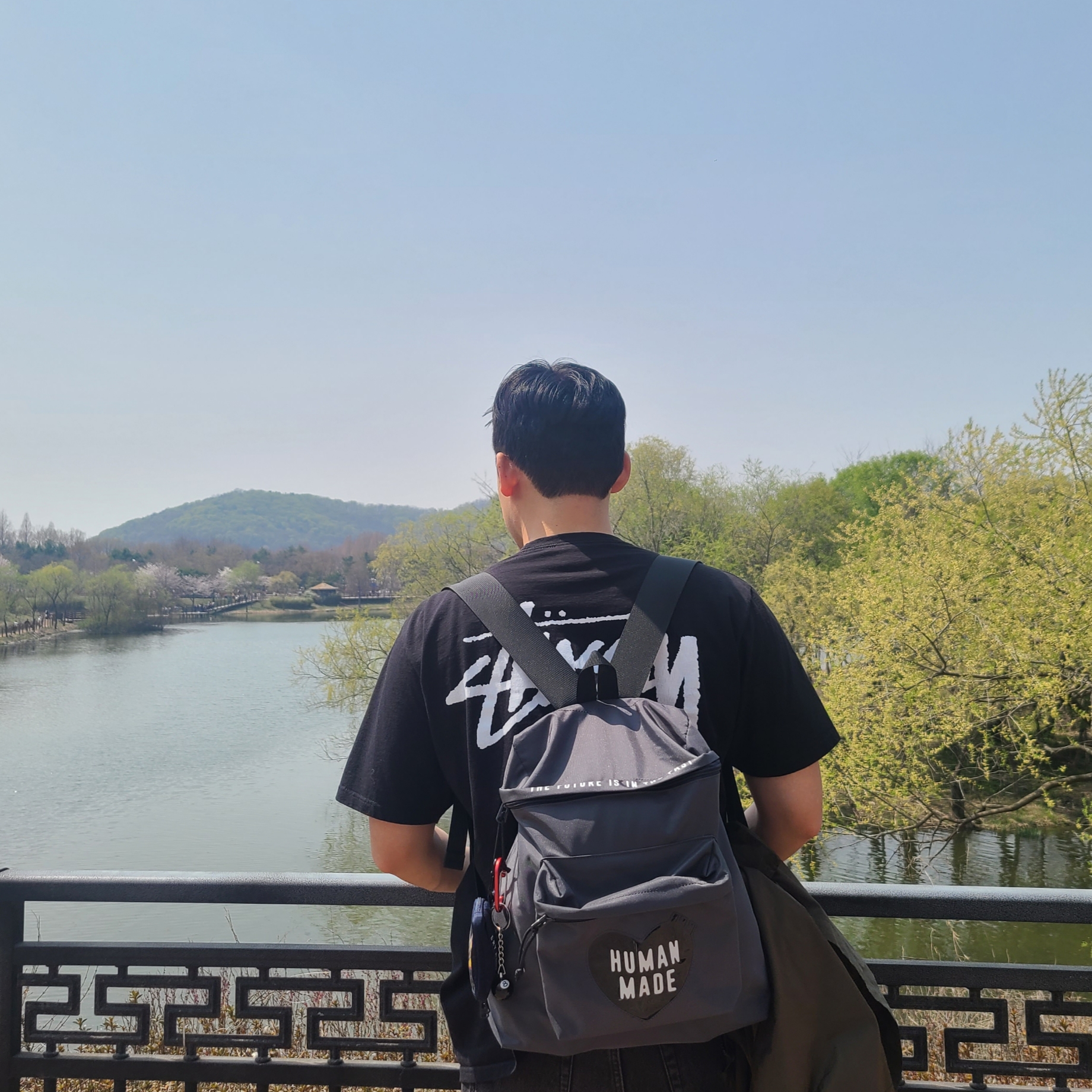 Human Made Backpack Gray 착용 스타일