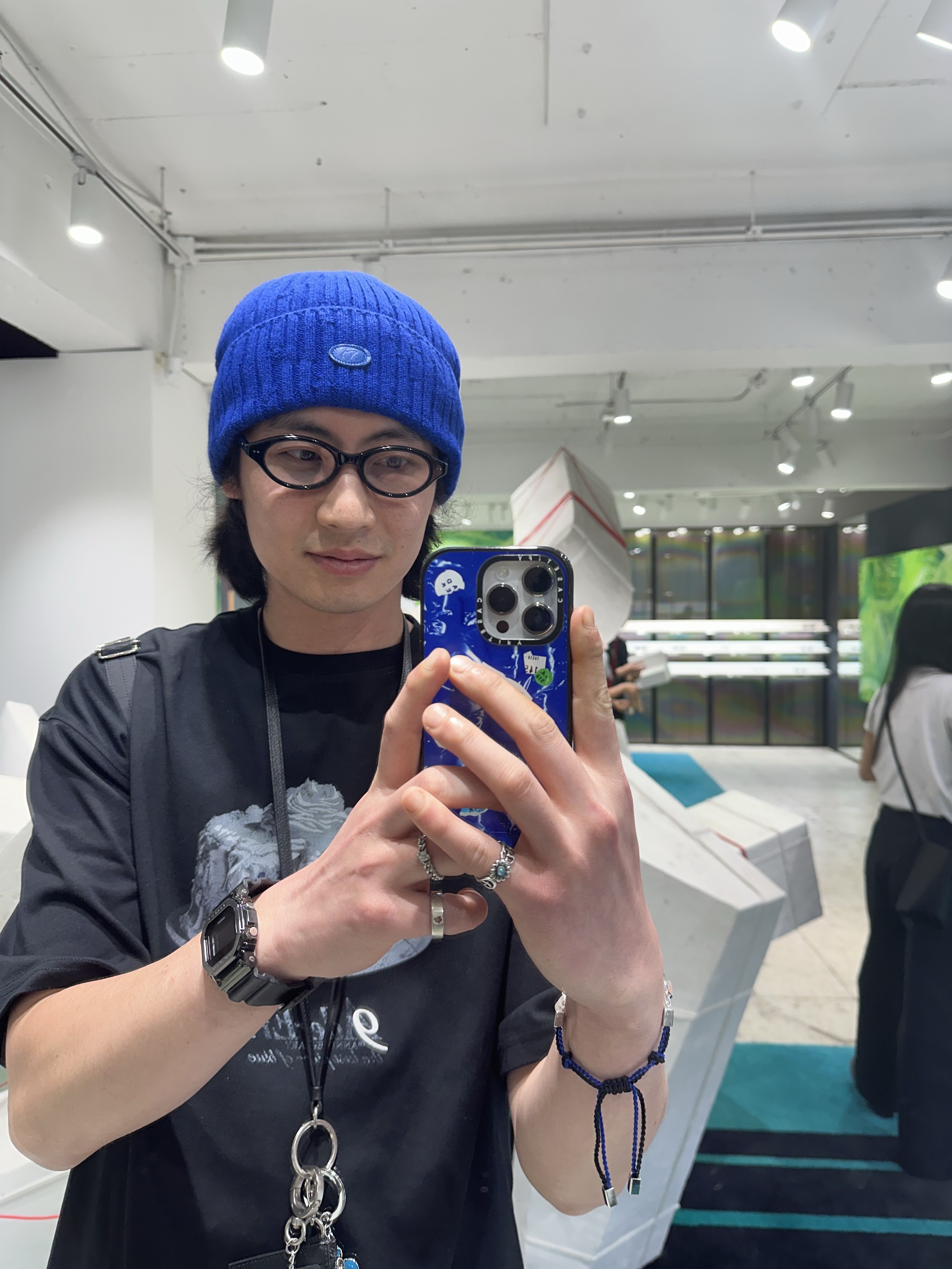 Gentle Monster x Maison Margiela MM111 Black Clear, Ader Error Og; 9th @2231 T-Shirt Noir 착용 스타일
