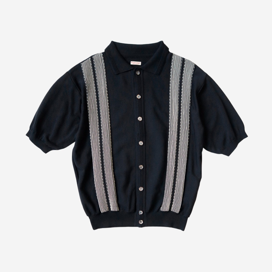 Kapital 14G Cotton Knit Oyster Aloha Polo Black 상세 이미지 1