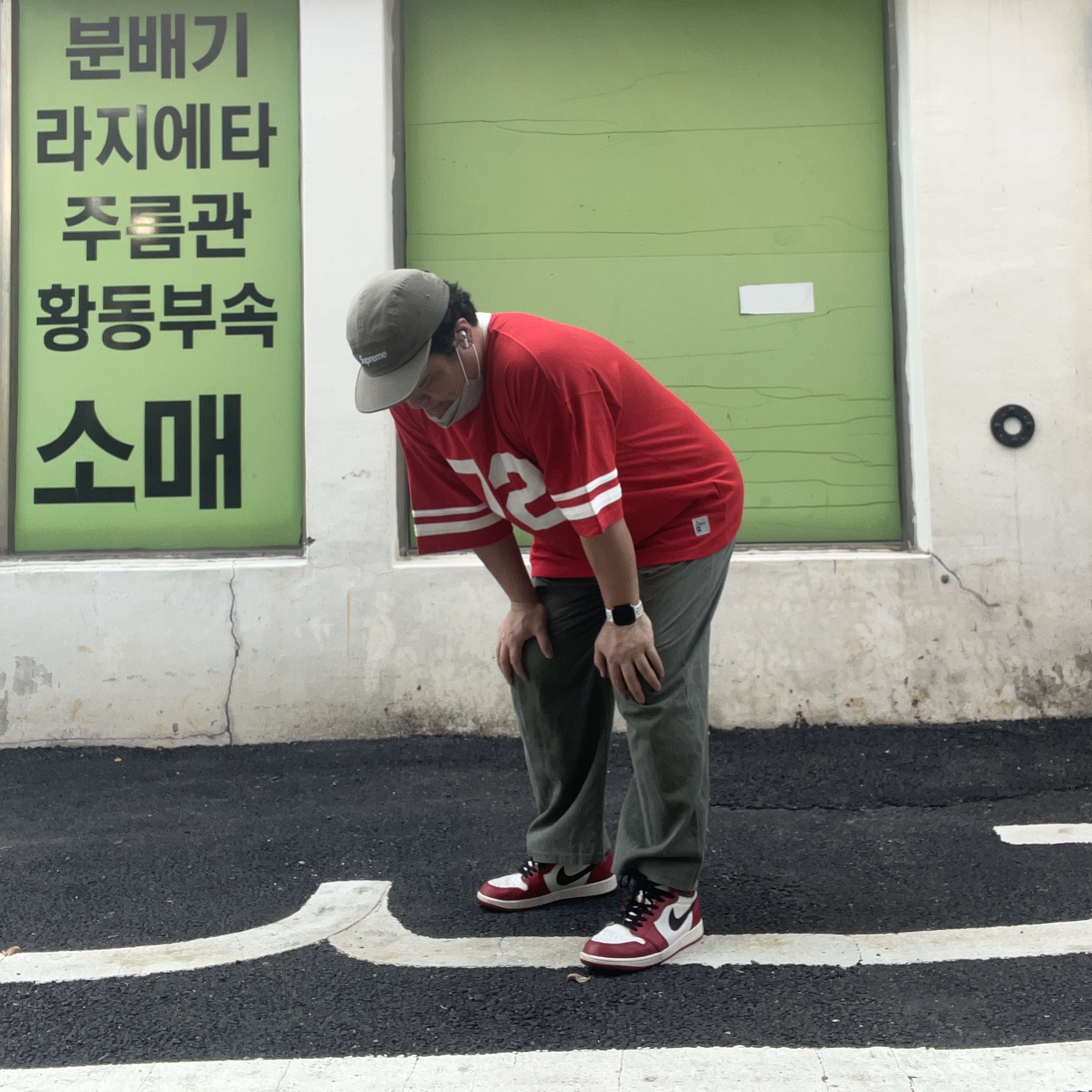 Jordan 1 Retro High OG Chicago 2022, Supreme Military Camp Cap Olive - 23FW 착용 스타일