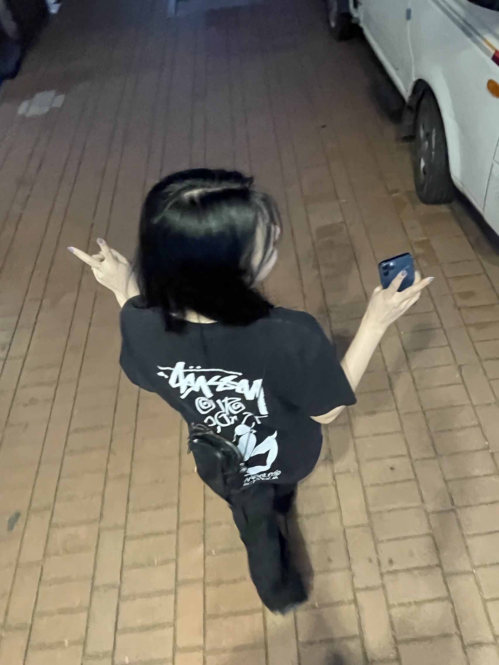 Stussy x Our Legacy Surfman 2 Pigment Dyed T-Shirt Black 착용 스타일 - 2