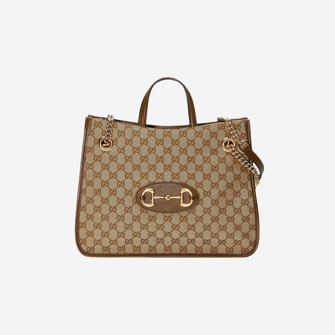 Gucci Horsebit 1955 Medium Tote Bag Beige Ebony GG Supreme 상세 이미지 1