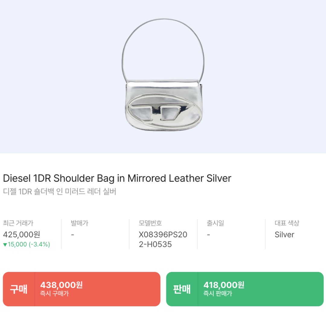 Diesel 1DR Shoulder Bag in Mirrored Leather Silver, Matin Kim Madeleine Round Bag Black 착용 스타일 - 3