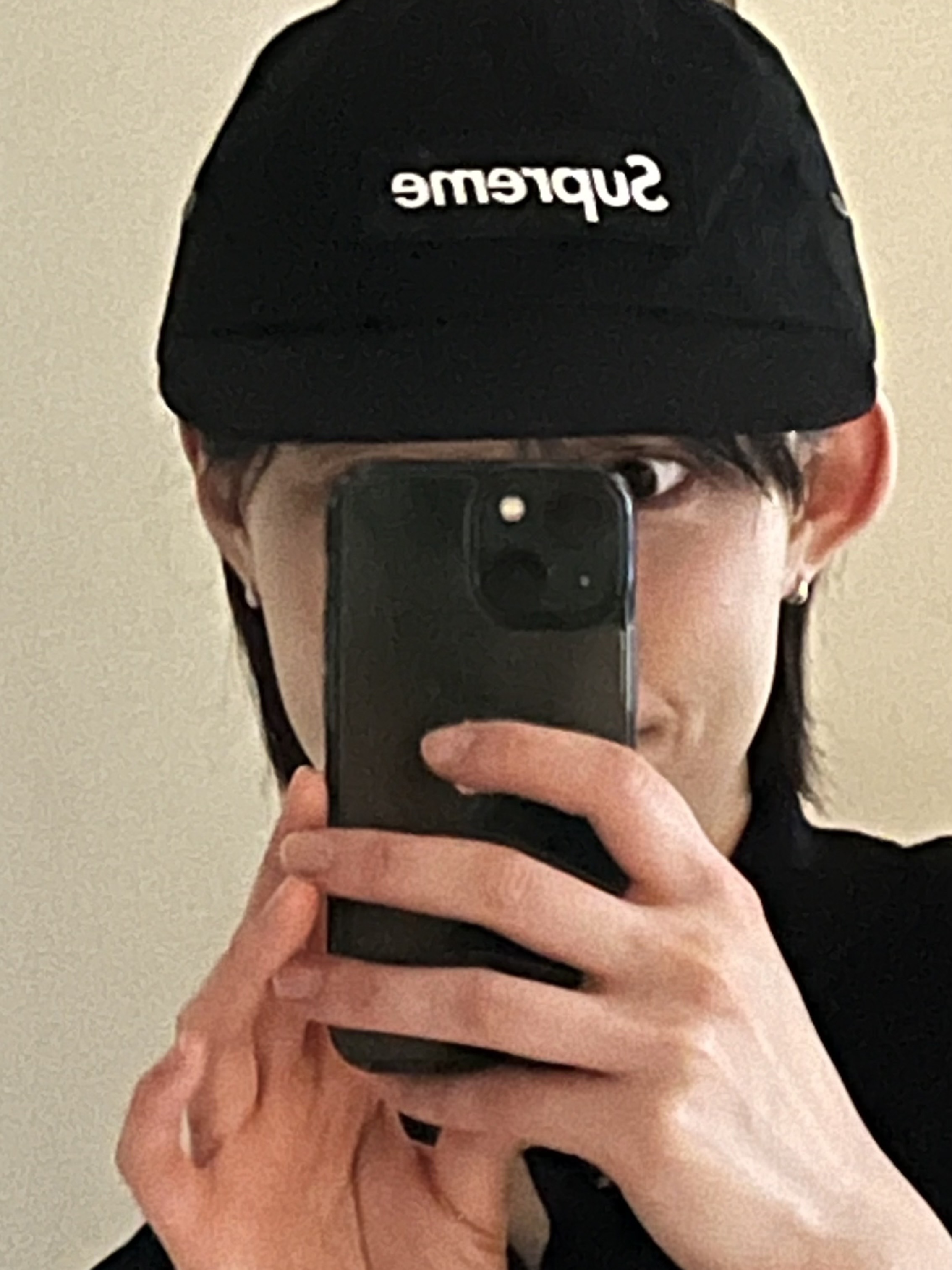 Supreme Waxed Cotton Camp Cap Black - 23FW 착용 스타일