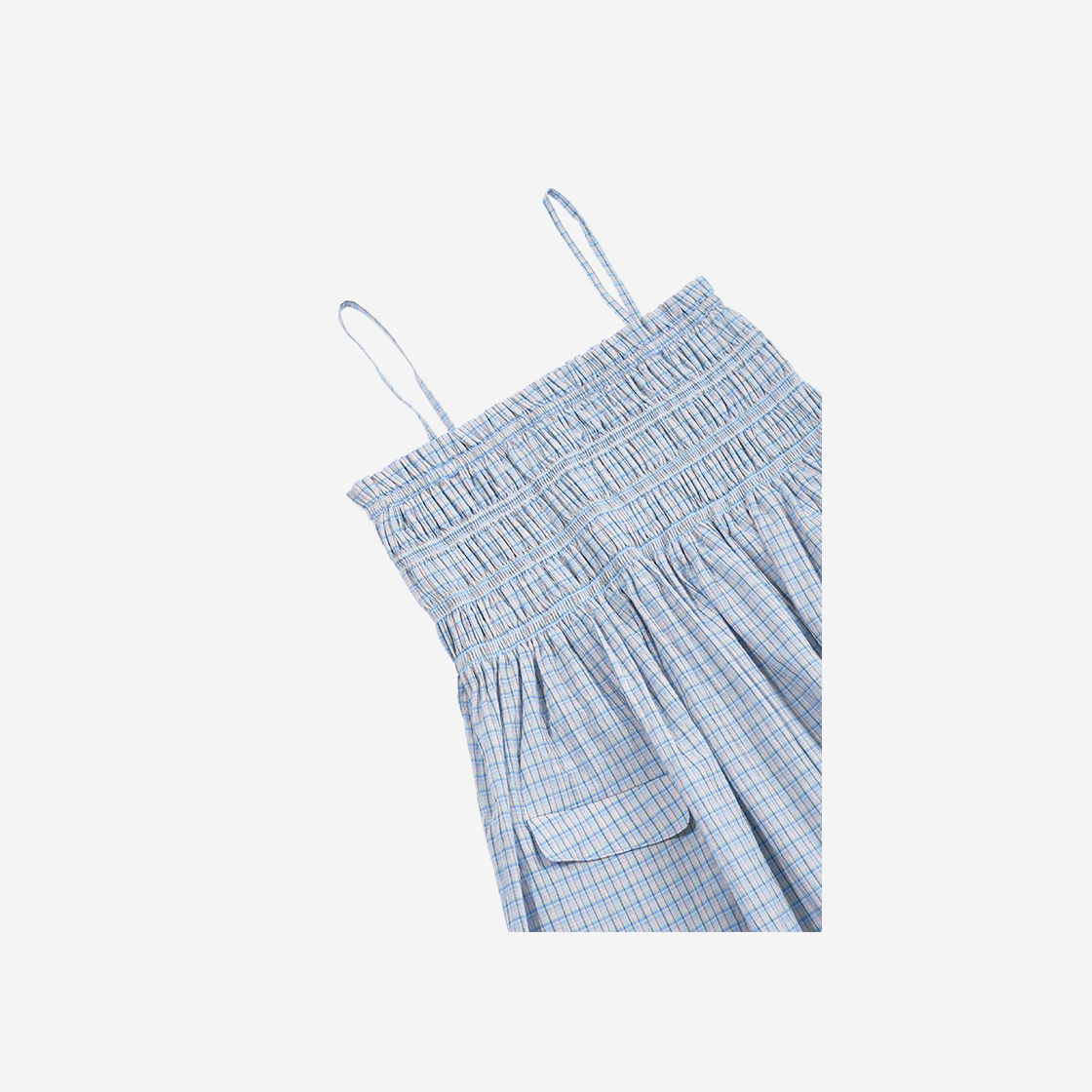 헬로선라이즈 투 포켓 미니 드레스 블루 체크(Hello Sunrise Two Poket Mini Dress Blue Check) - 3