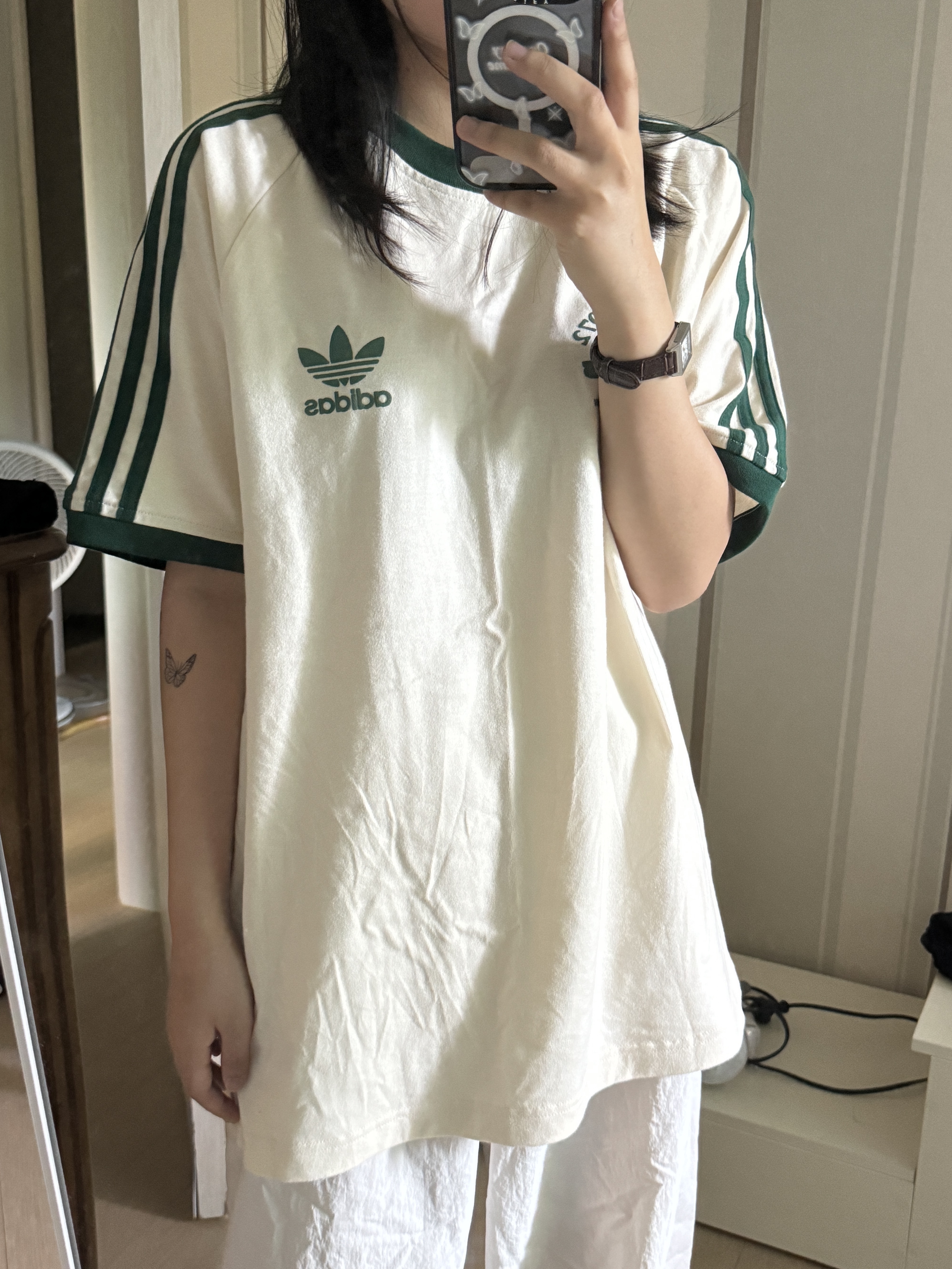 Casio LTP-V007L-7B2, Adidas Sport Graphic Cali T-Shirt Wonder White - KR Sizing 착용 스타일 - 2