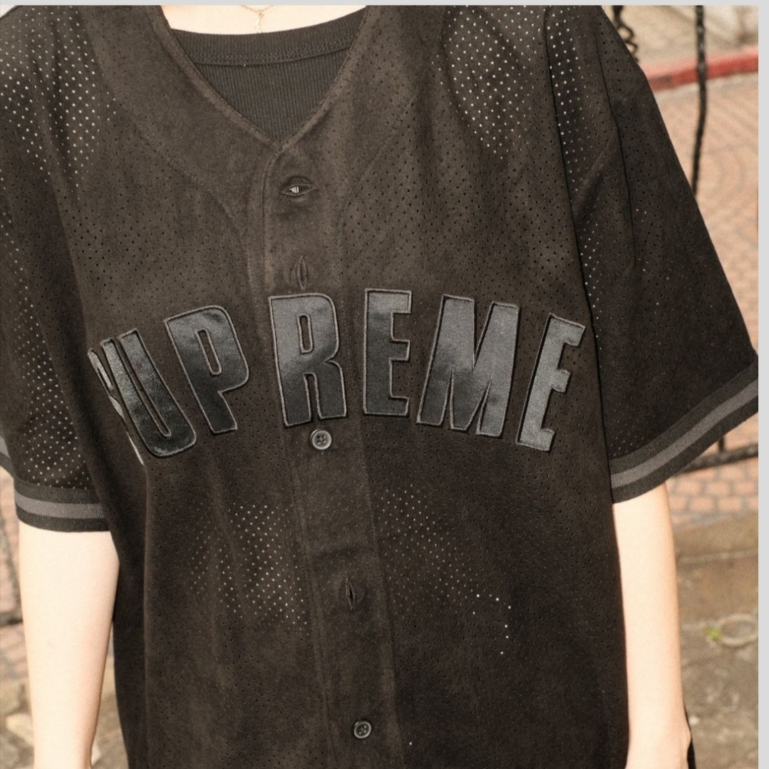 Supreme Ultrasuede Mesh Baseball Jersey Black - 24SS 착용 스타일 - 2