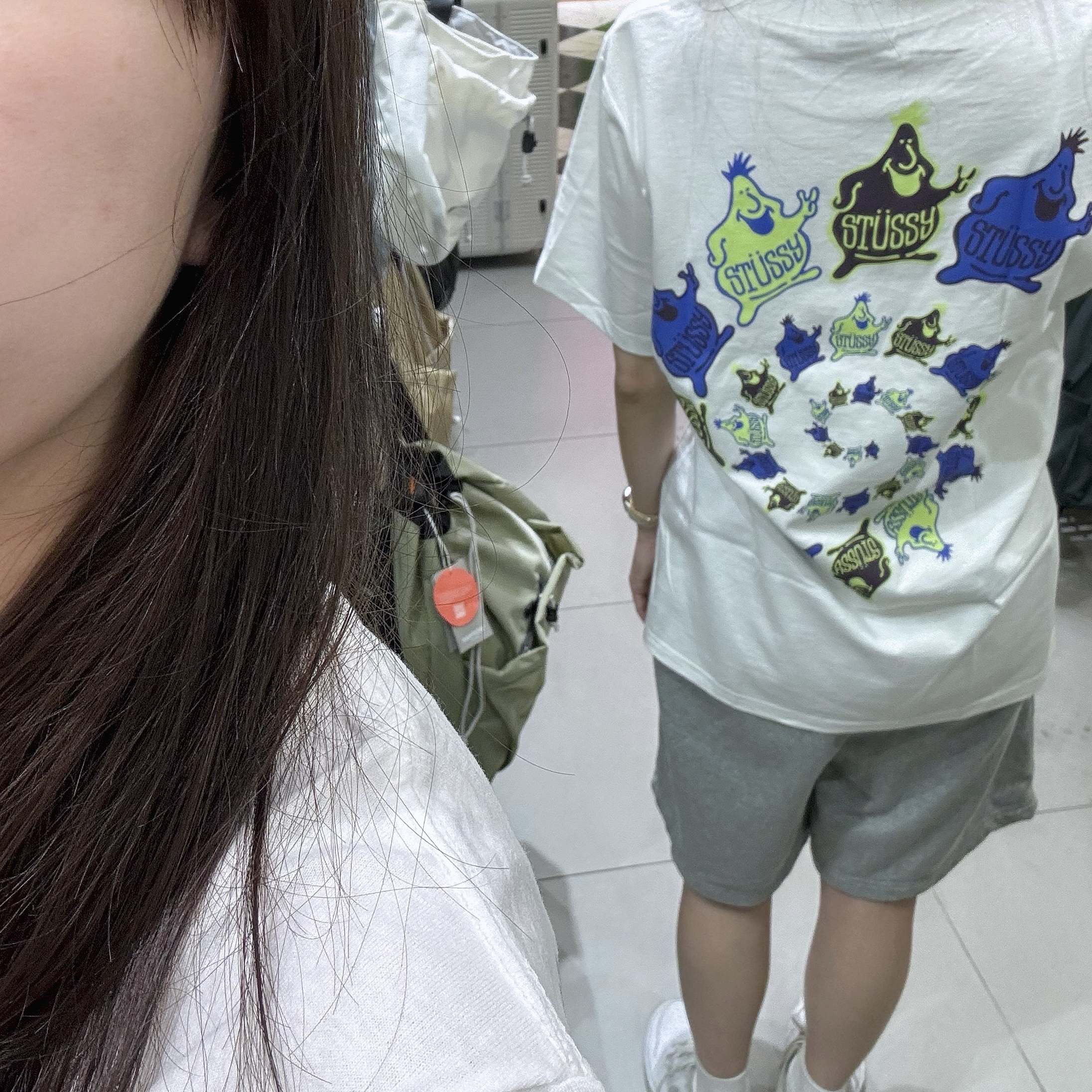 Stussy Mr. Blob Spiral T-Shirt White 착용 스타일