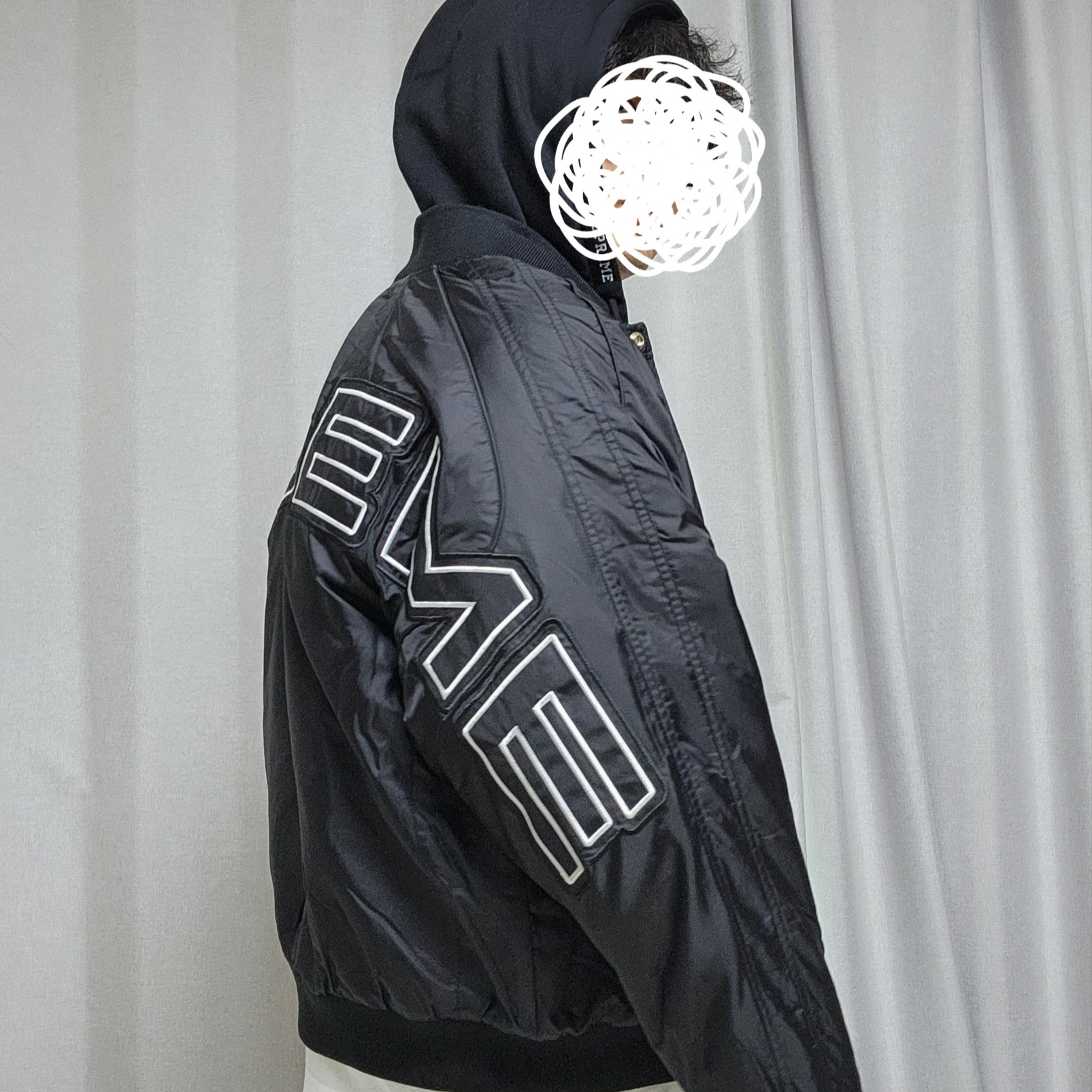 Supreme Hooded Stadium Jacket Black - 24SS 착용 스타일 - 3