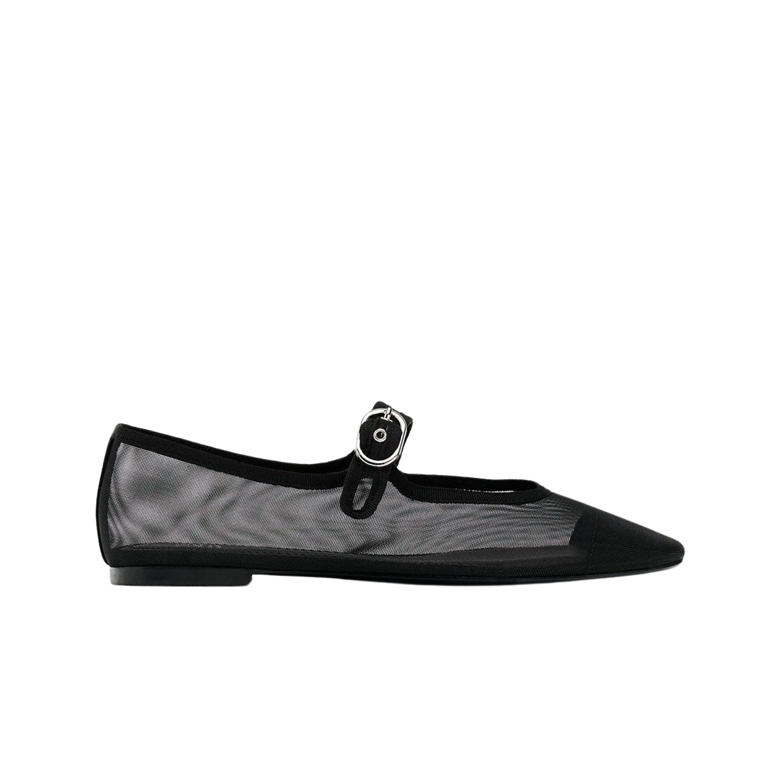(W) 자라 메쉬 플랫 발레리나 플랫 슈즈 블랙((W) Zara Mesh Flat Ballerina Flat Shoes Black) - 1