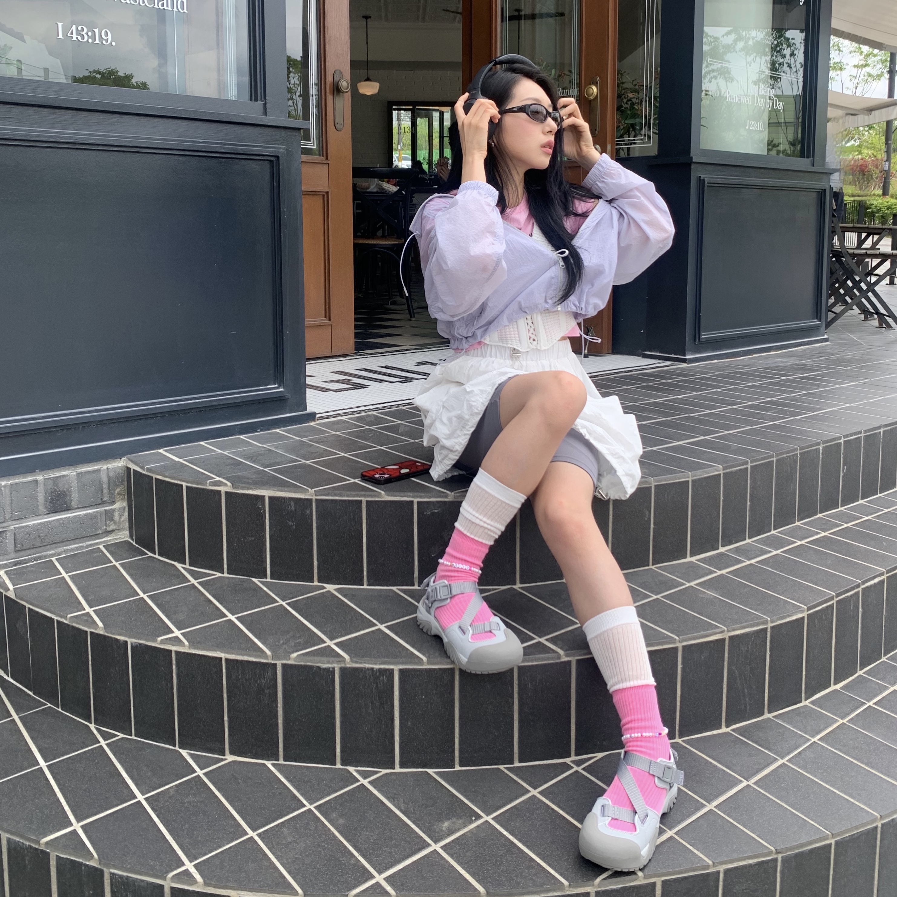Fila Peito Sandal Grey 착용 스타일 - 3