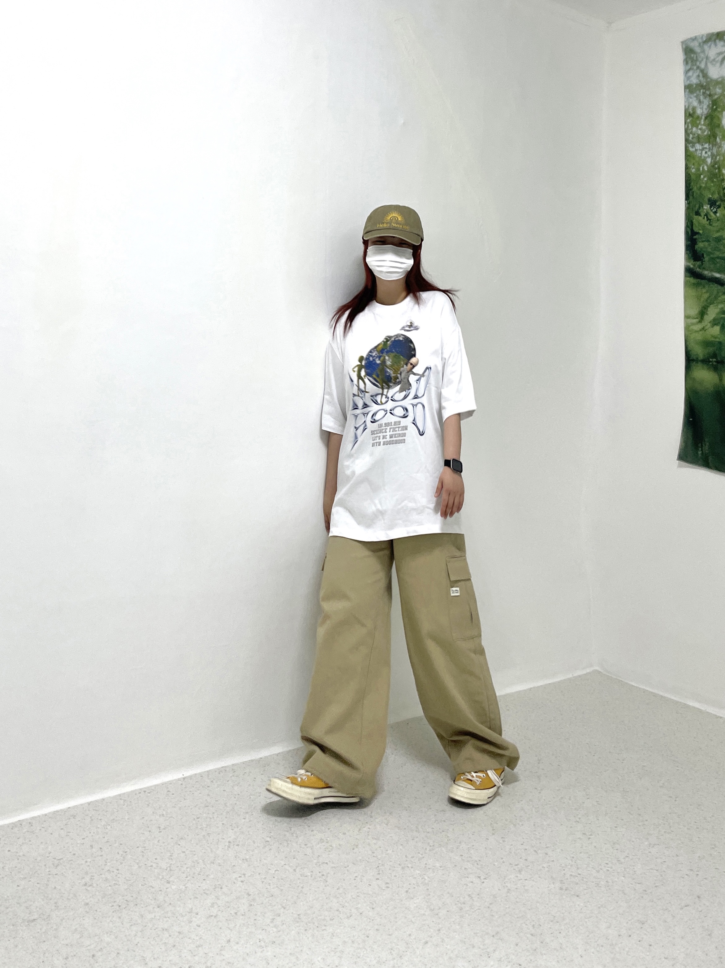 Hello Sunrise Washed OG Logo Ball Cap Camel Brown, Converse Chuck 70 Ox Vintage Canvas Sunflower 착용 스타일 - 3