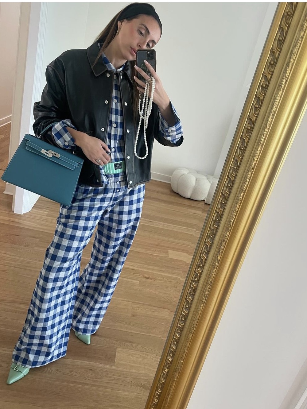 Baum und Pferdgarten Miluna Blue Sailor Check - 24FW 착용 스타일 - 1